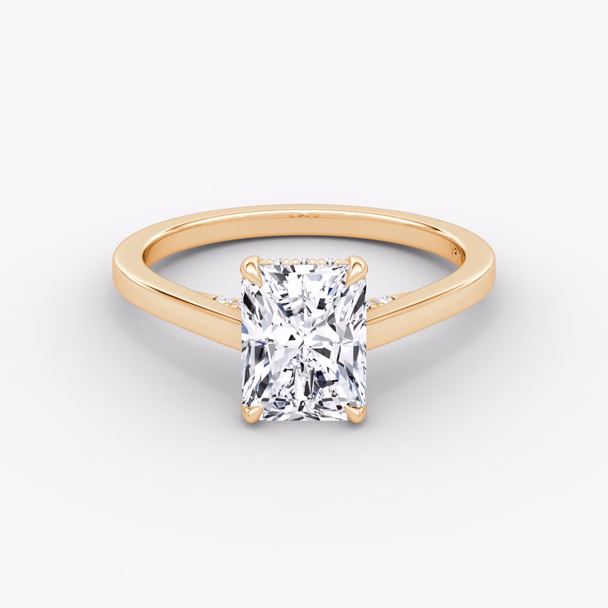 The Pavé Bridge | Radiant | 14k | Rose Gold | bandAccent: Plain | diamondOrientation: vertical | caratWeight: other