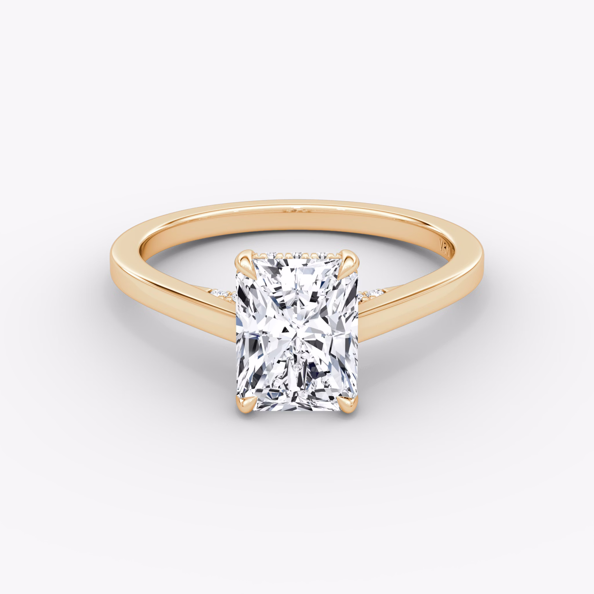 The Pavé Bridge | Radiant | 14k | Rose Gold | bandAccent: Plain | diamondOrientation: vertical | caratWeight: other