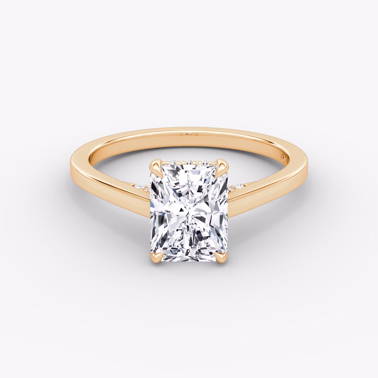 The Pavé Bridge | Radiant | 14k | Rose Gold | bandAccent: Plain | diamondOrientation: vertical | caratWeight: other