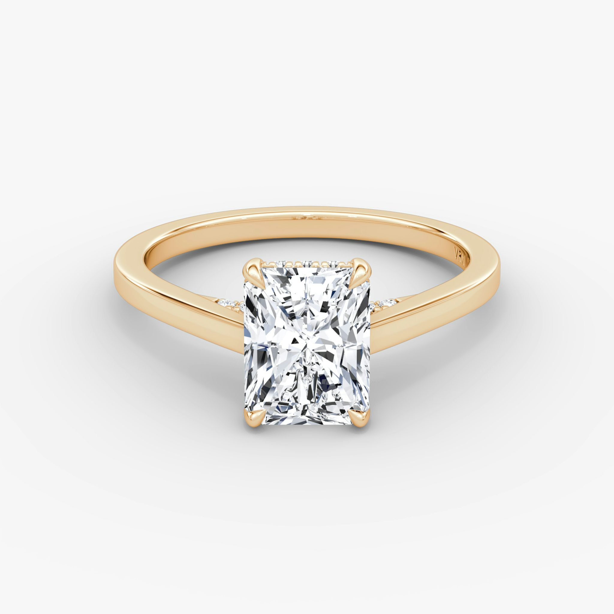 The Pavé Bridge | Radiant | 14k | Rose Gold | bandAccent: Plain | diamondOrientation: vertical | caratWeight: other
