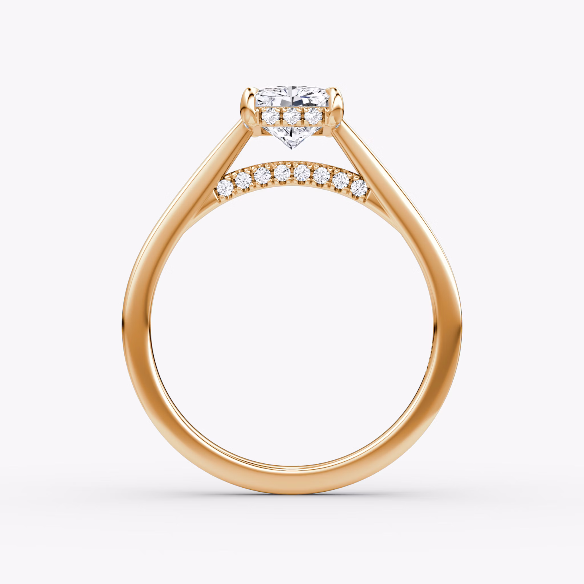 The Pavé Bridge | Radiant | 14k | Rose Gold | bandAccent: Plain | diamondOrientation: vertical | caratWeight: other