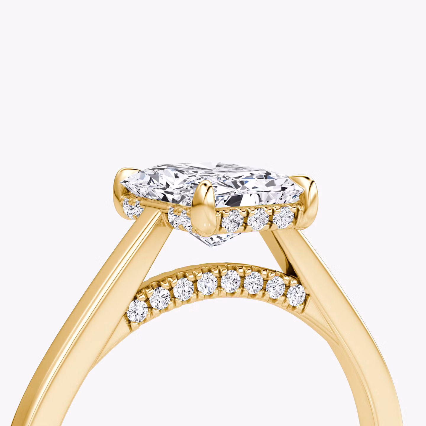 The Pavé Bridge | Radiant | 18k | Yellow Gold | bandAccent: Plain | diamondOrientation: vertical | caratWeight: other