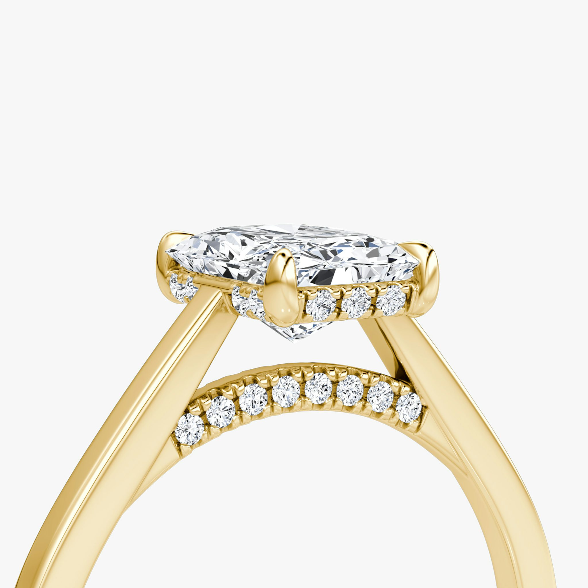 The Pavé Bridge | Radiant | 18k | Yellow Gold | bandAccent: Plain | diamondOrientation: vertical | caratWeight: other