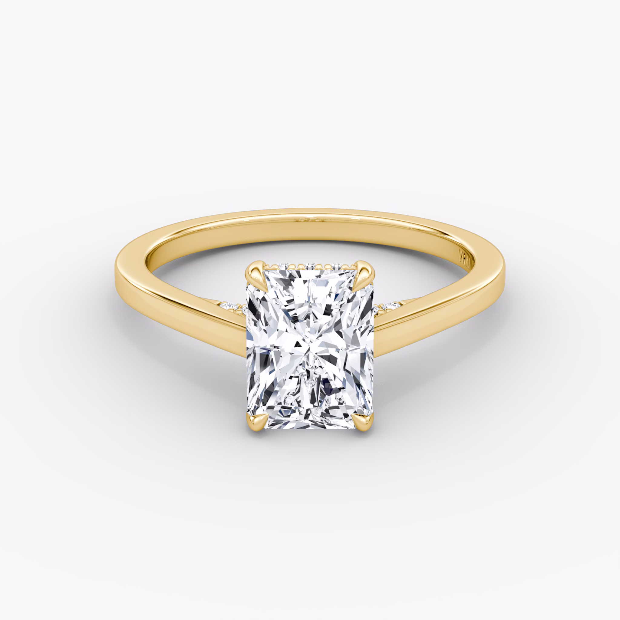 The Pavé Bridge | Radiant | 18k | Yellow Gold | bandAccent: Plain | diamondOrientation: vertical | caratWeight: other