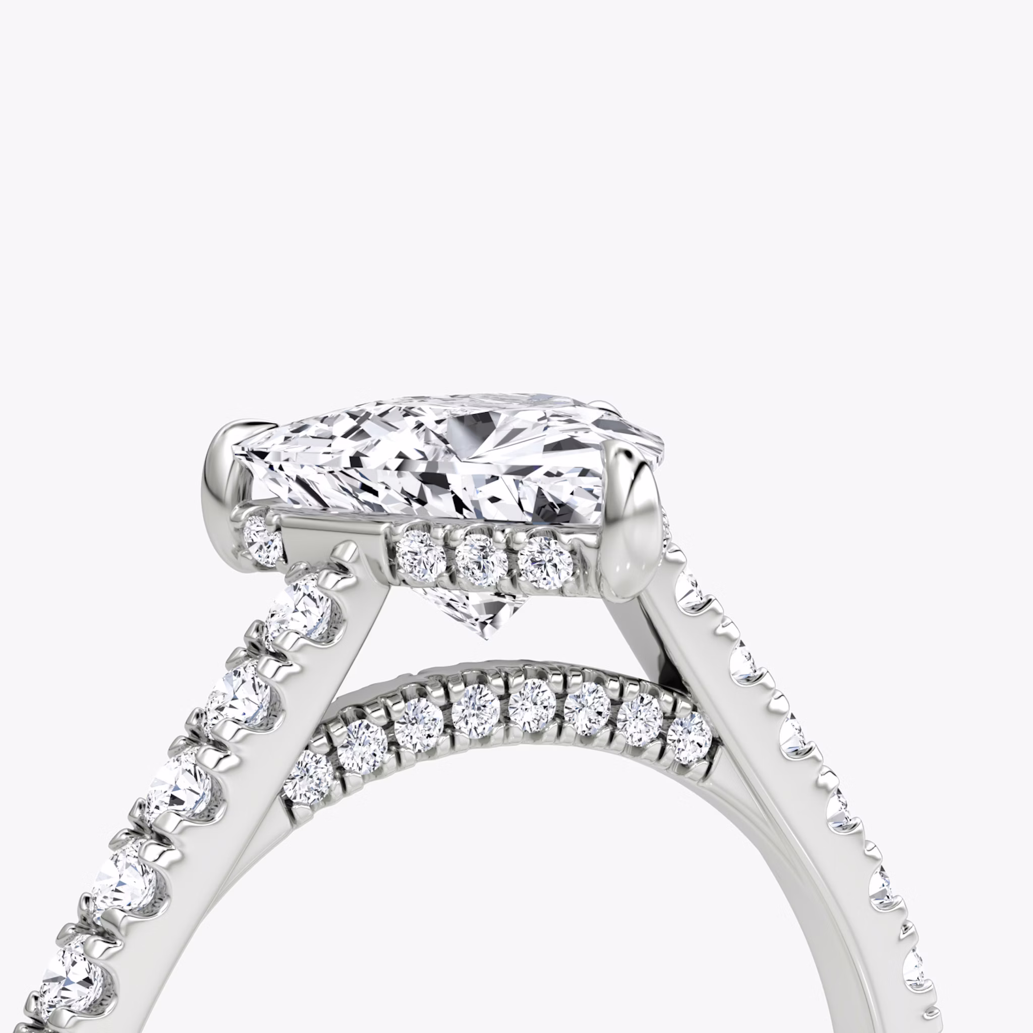 The Pavé Bridge | Trillion | 18k | White Gold | bandAccent: Pavé | diamondOrientation: vertical | caratWeight: other