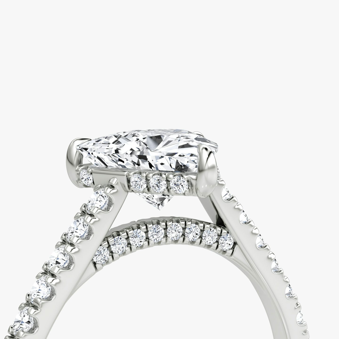 The Pavé Bridge | Trillion | 18k | White Gold | bandAccent: Pavé | diamondOrientation: vertical | caratWeight: other