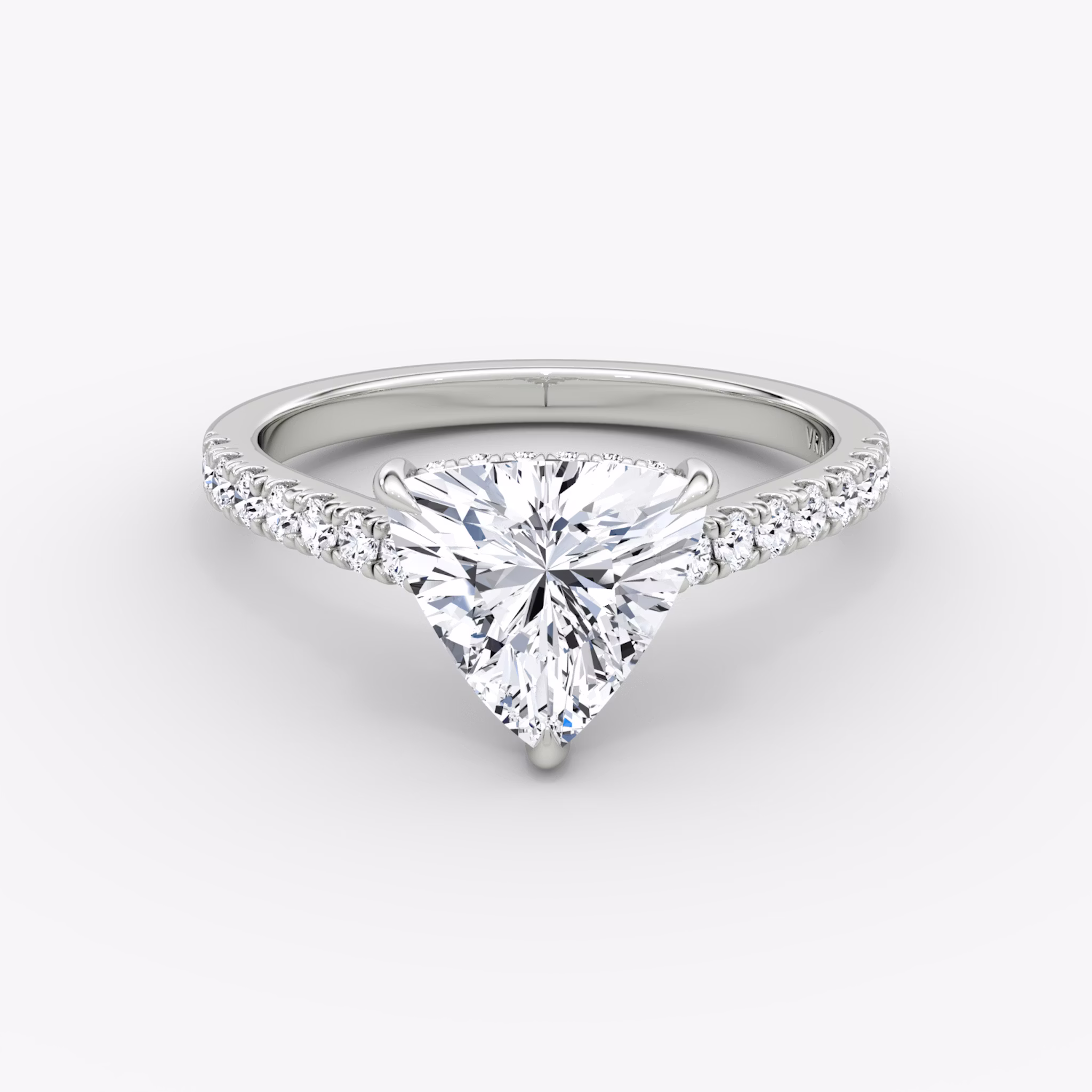 The Pavé Bridge | Trillion | 18k | White Gold | bandAccent: Pavé | diamondOrientation: vertical | caratWeight: other