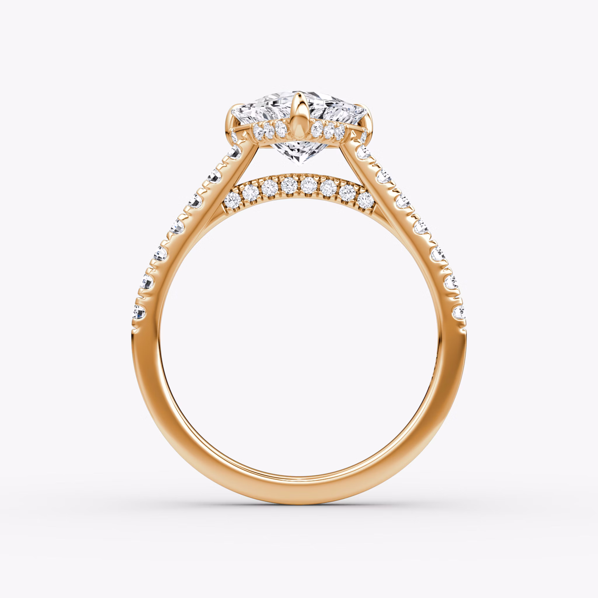 The Pavé Bridge | Trillion | 14k | Rose Gold | bandAccent: Pavé | diamondOrientation: vertical | caratWeight: other