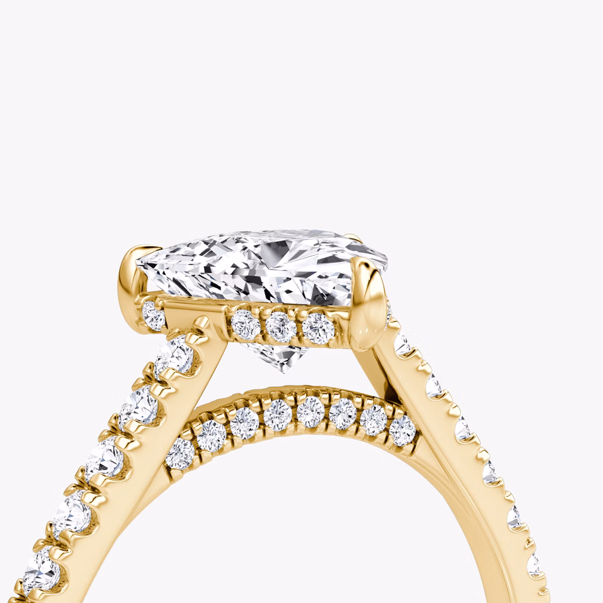 The Pavé Bridge | Trillion | 18k | Yellow Gold | bandAccent: Pavé | diamondOrientation: vertical | caratWeight: other