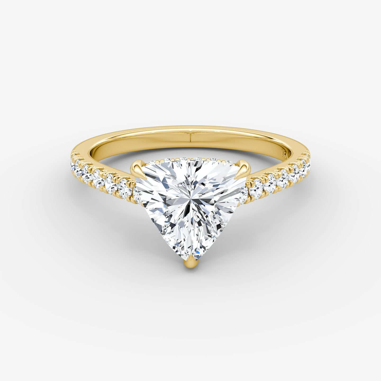 The Pavé Bridge | Trillion | 18k | Yellow Gold | bandAccent: Pavé | diamondOrientation: vertical | caratWeight: other