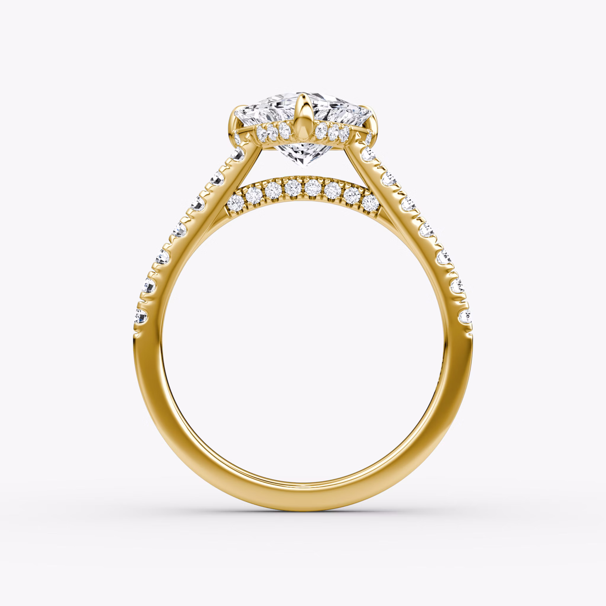 Pavé Bridge | Trillant | 18k | Gelbgold | bandAccent: Mit Pavé-Besatz | diamondOrientation: vertical | caratWeight: other