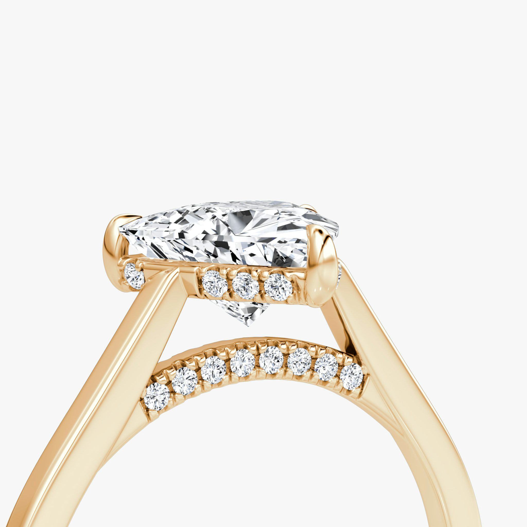 The Pavé Bridge | Trillion | 14k | Rose Gold | bandAccent: Plain | diamondOrientation: vertical | caratWeight: other