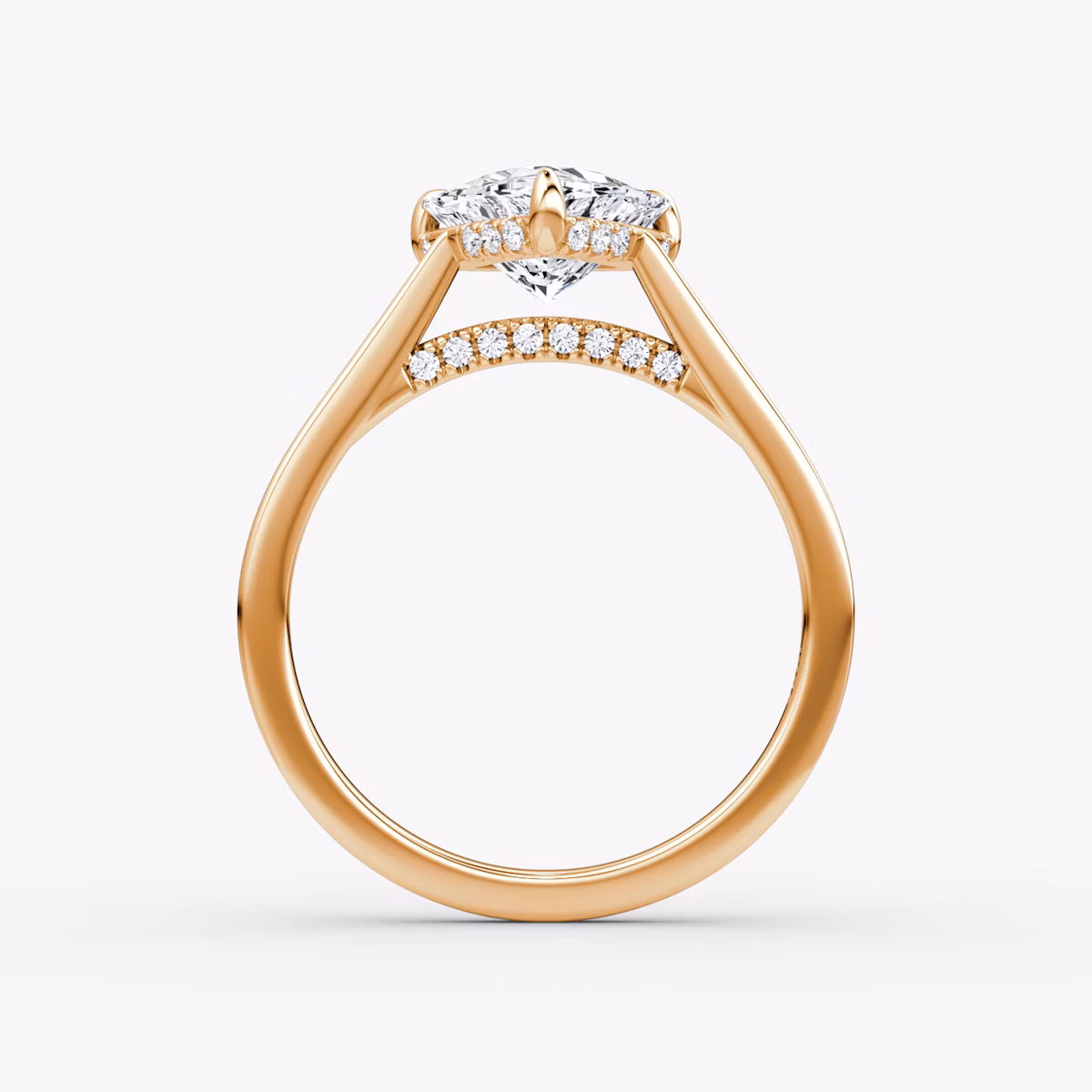 The Pavé Bridge | Trillion | 14k | Rose Gold | bandAccent: Plain | diamondOrientation: vertical | caratWeight: other