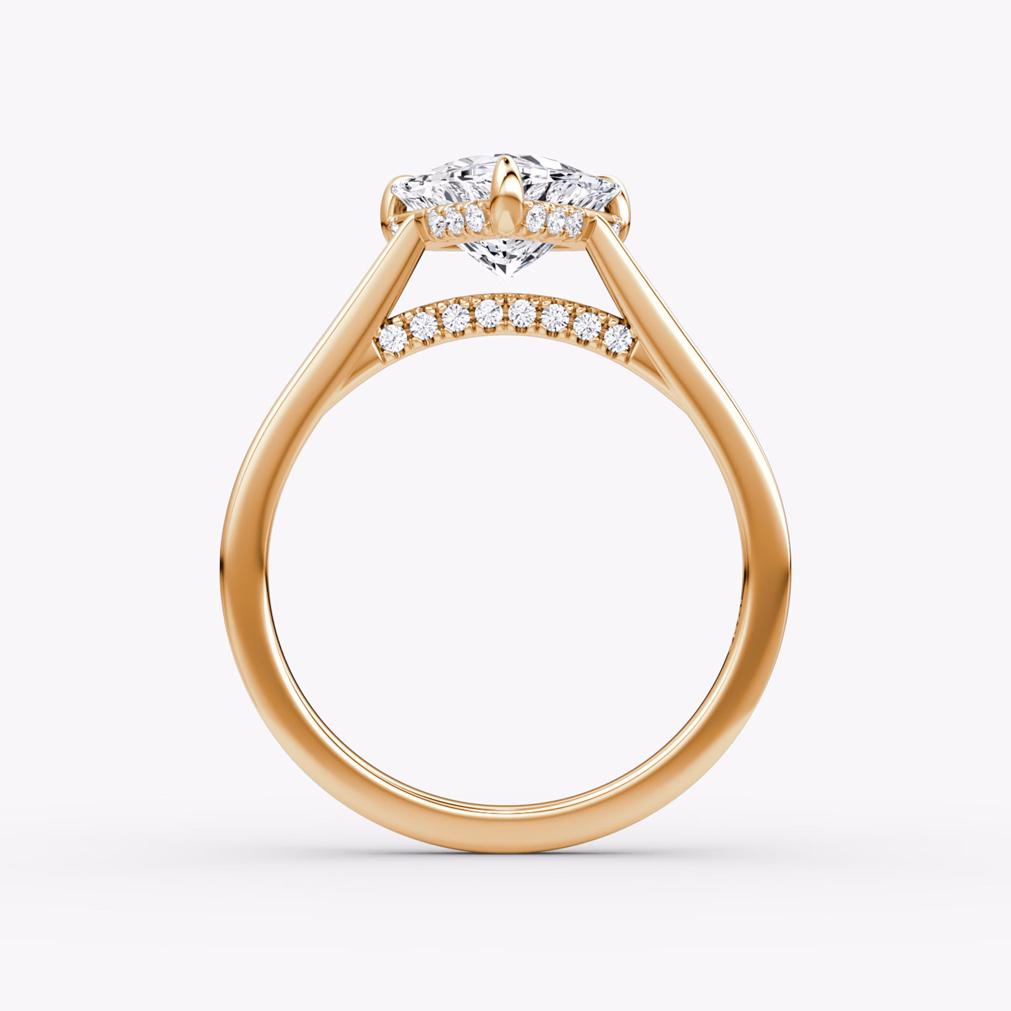 The Pavé Bridge | Trillion | 14k | Rose Gold | bandAccent: Plain | diamondOrientation: vertical | caratWeight: other