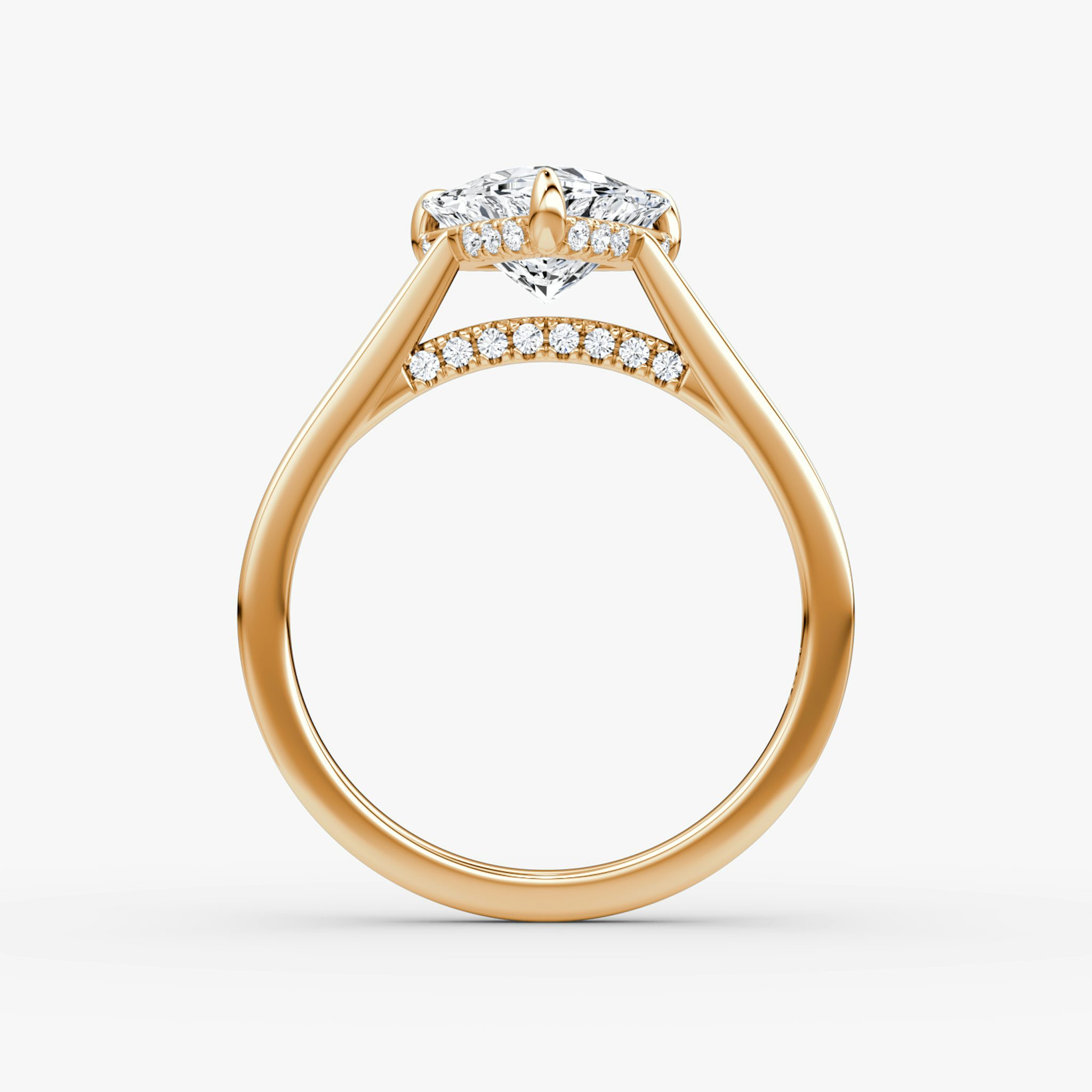The Pavé Bridge | Trillion | 14k | Rose Gold | bandAccent: Plain | diamondOrientation: vertical | caratWeight: other