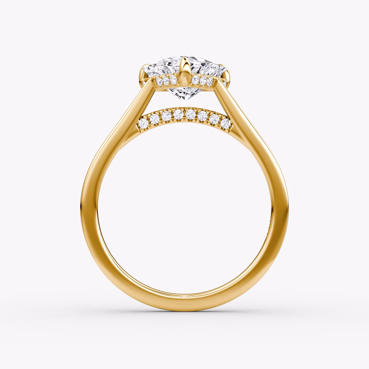 The Pavé Bridge | Trillion | 18k | Yellow Gold | bandAccent: Plain | diamondOrientation: vertical | caratWeight: other
