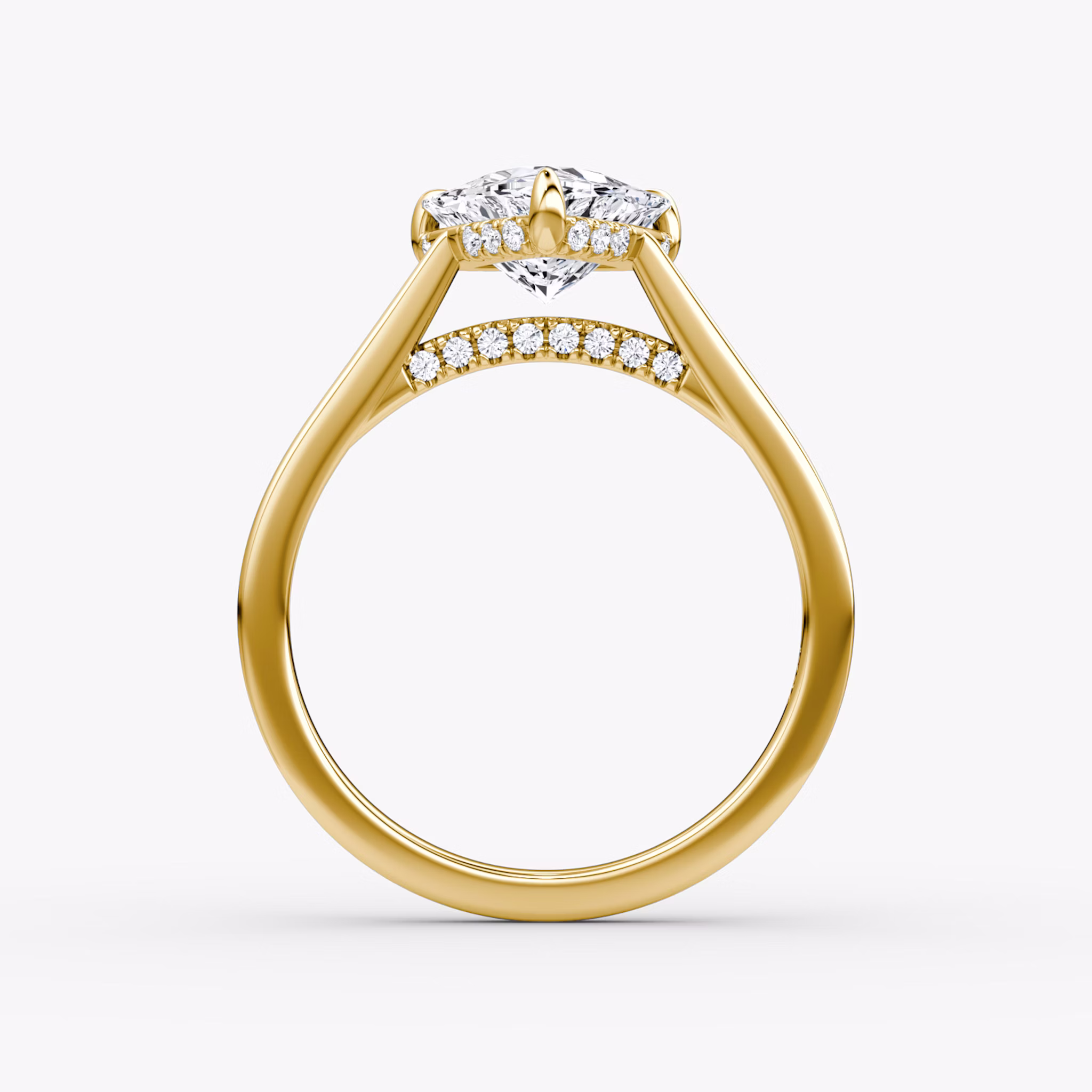 The Pavé Bridge | Trillion | 18k | Yellow Gold | bandAccent: Plain | diamondOrientation: vertical | caratWeight: other
