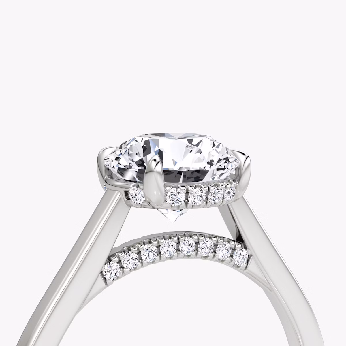 The Pavé Bridge | Round Brilliant | Platinum | bandAccent: Plain | caratWeight: other | diamondOrientation: vertical