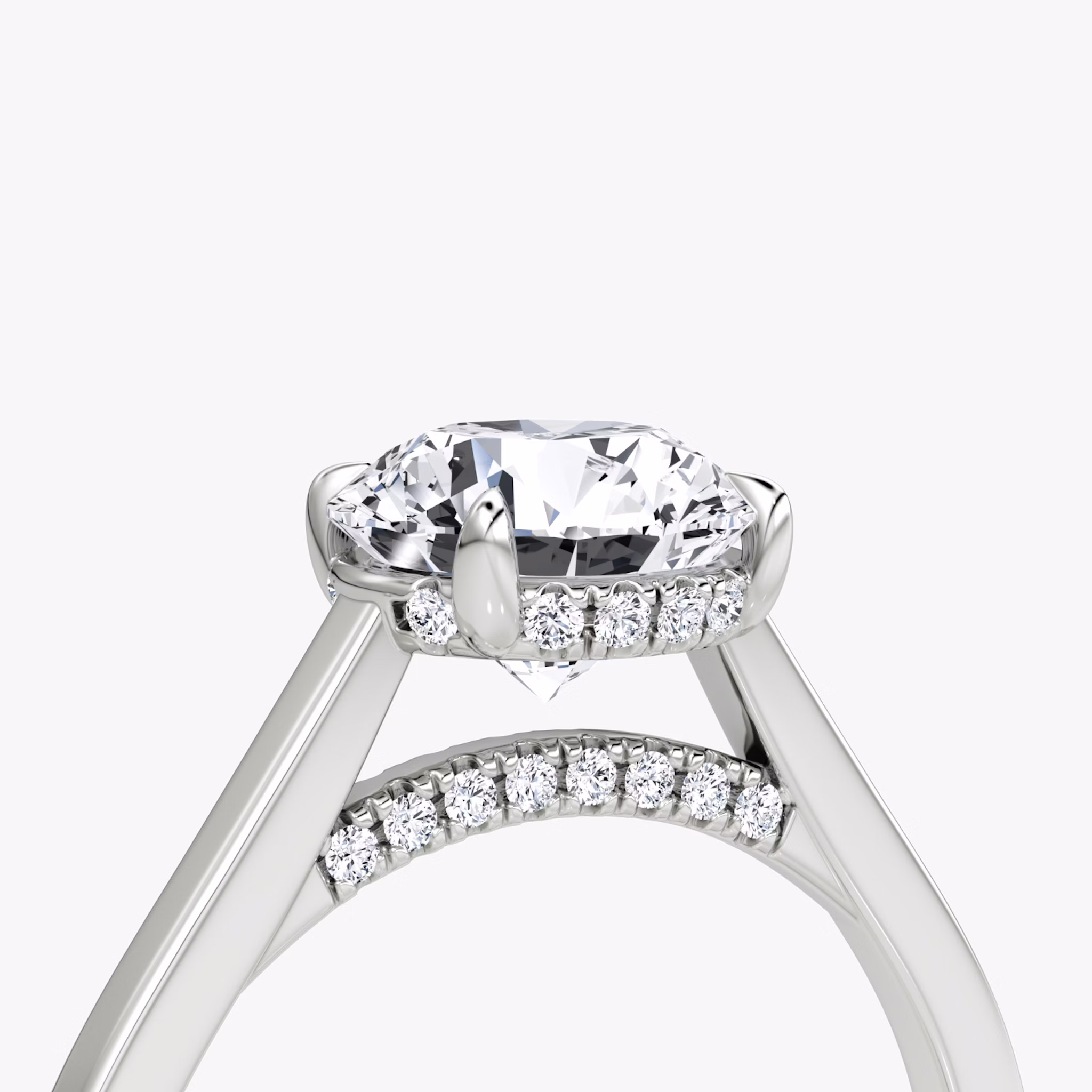 The Pavé Bridge | Round Brilliant | 18k | White Gold | bandAccent: Plain | caratWeight: 1.0ct | diamondOrientation: vertical