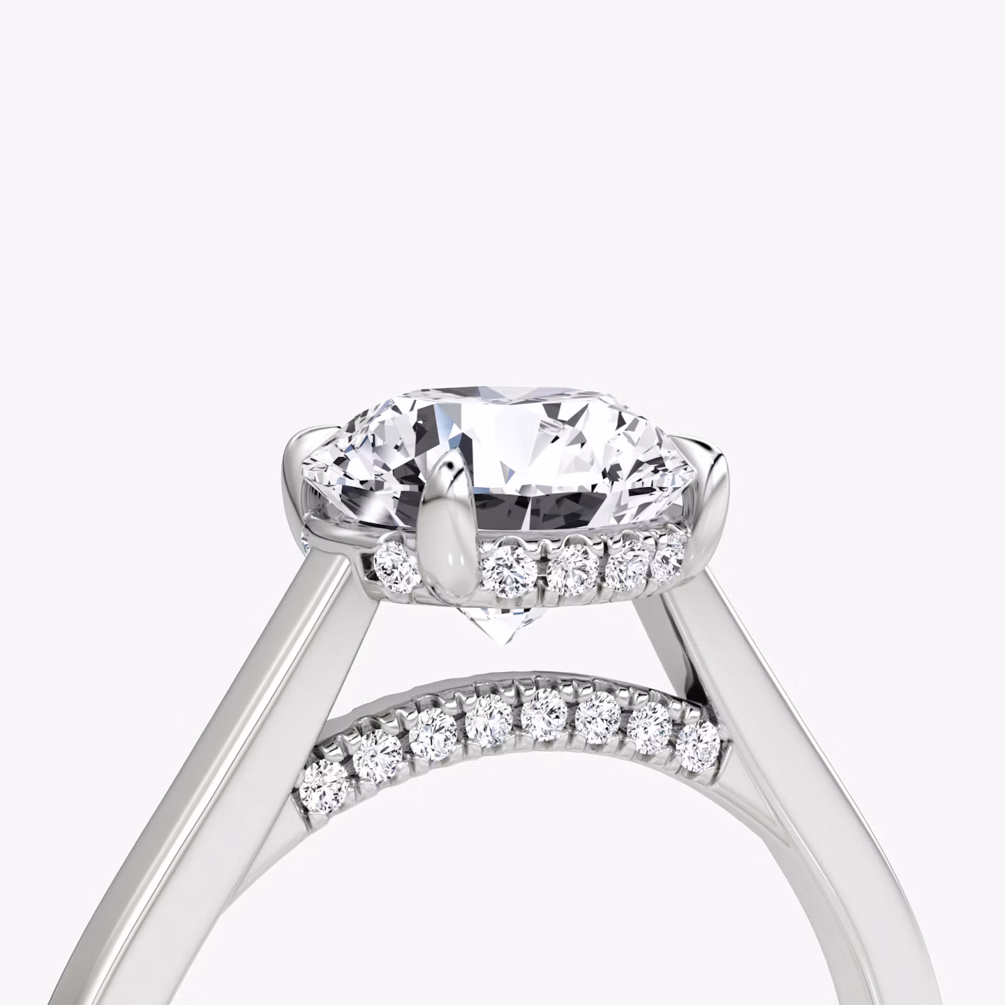 The Pavé Bridge | Round Brilliant | Platinum | bandAccent: Plain | caratWeight: other | diamondOrientation: vertical
