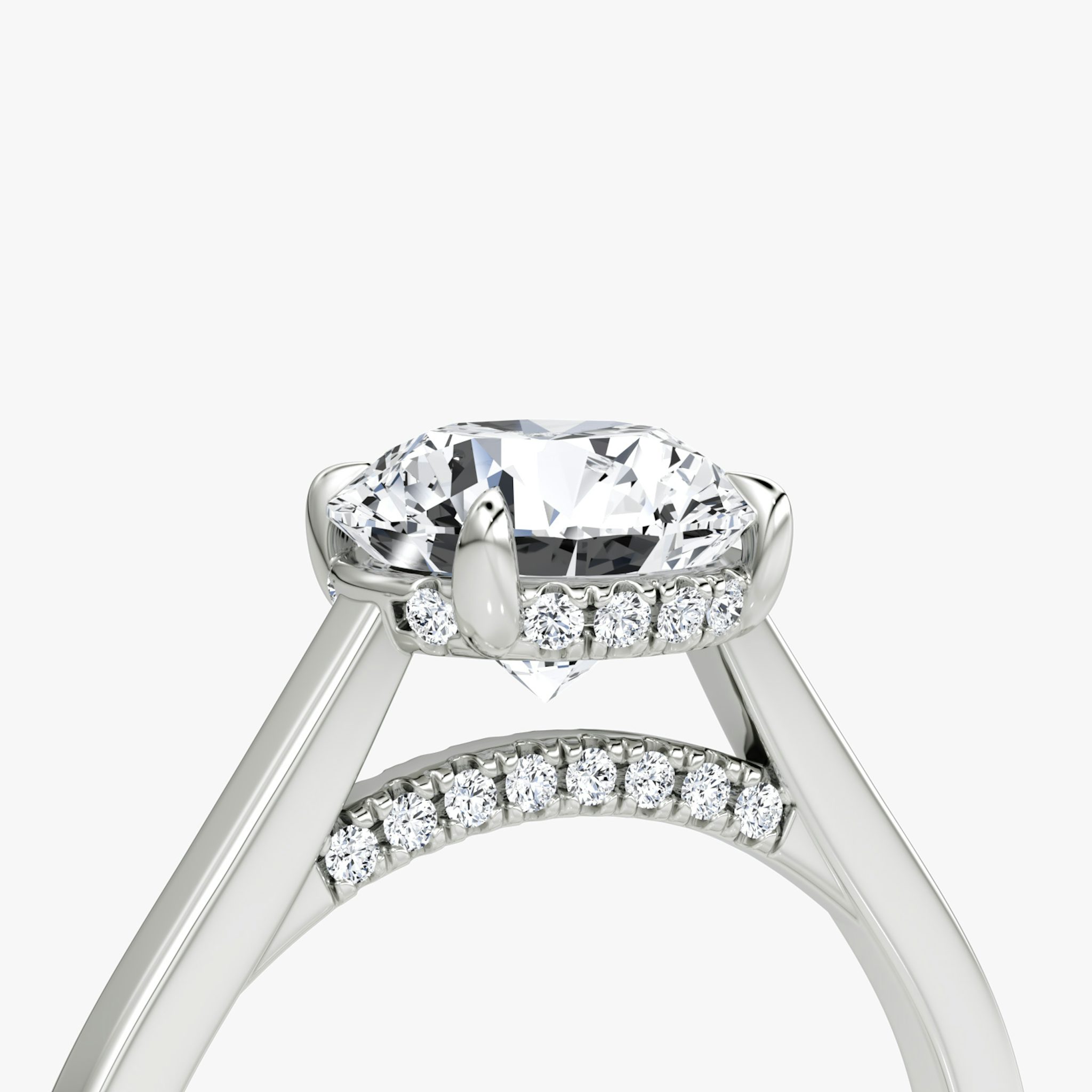 The Pavé Bridge | Round Brilliant | 18k | White Gold | bandAccent: Plain | caratWeight: 1.0ct | diamondOrientation: vertical