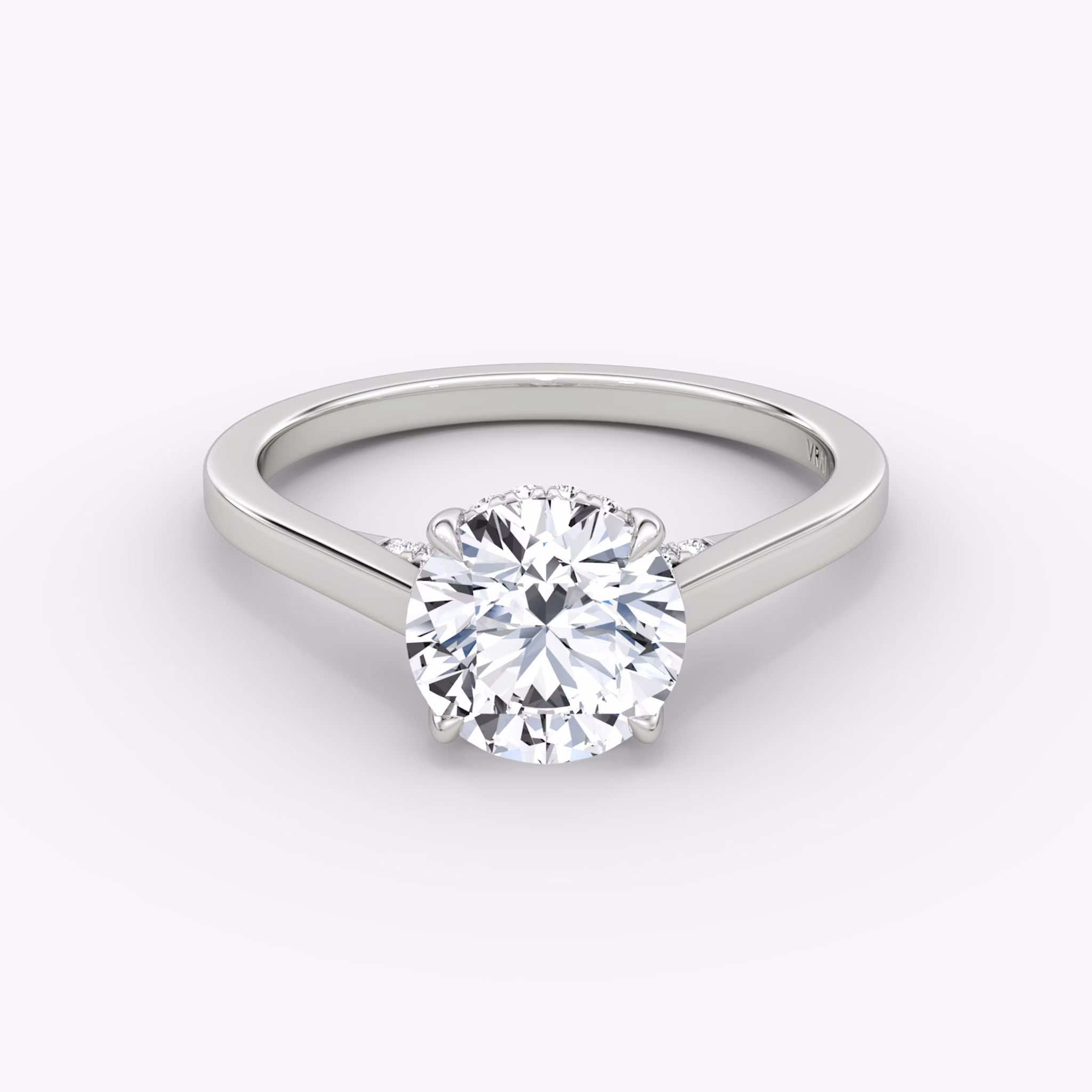 The Pavé Bridge | Round Brilliant | 18k | White Gold | bandAccent: Plain | caratWeight: 1.0ct | diamondOrientation: vertical