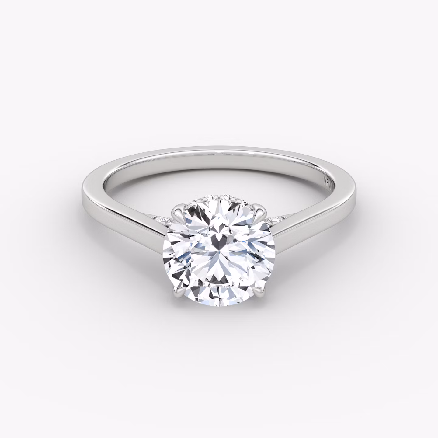 The Pavé Bridge | Round Brilliant | Platinum | bandAccent: Plain | caratWeight: other | diamondOrientation: vertical