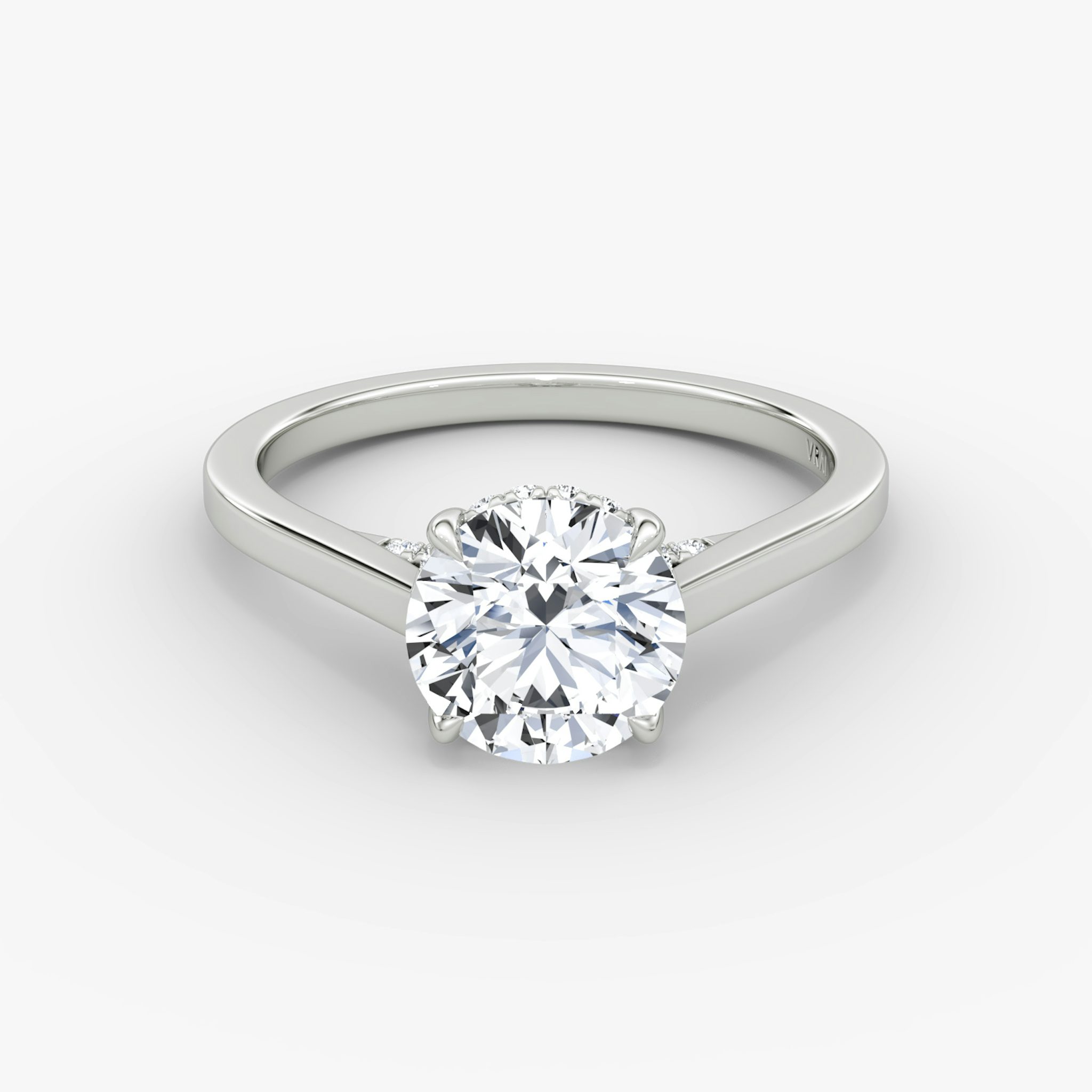 The Pavé Bridge | Round Brilliant | 18k | White Gold | bandAccent: Plain | caratWeight: 1.0ct | diamondOrientation: vertical