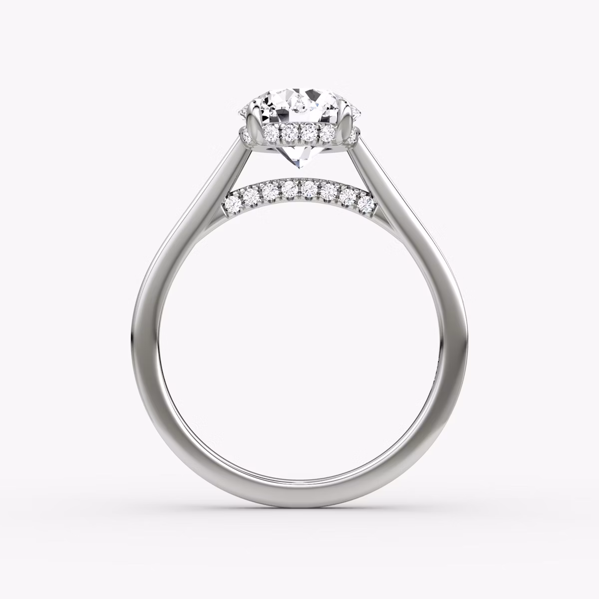 The Pavé Bridge | Round Brilliant | Platinum | bandAccent: Plain | caratWeight: other | diamondOrientation: vertical