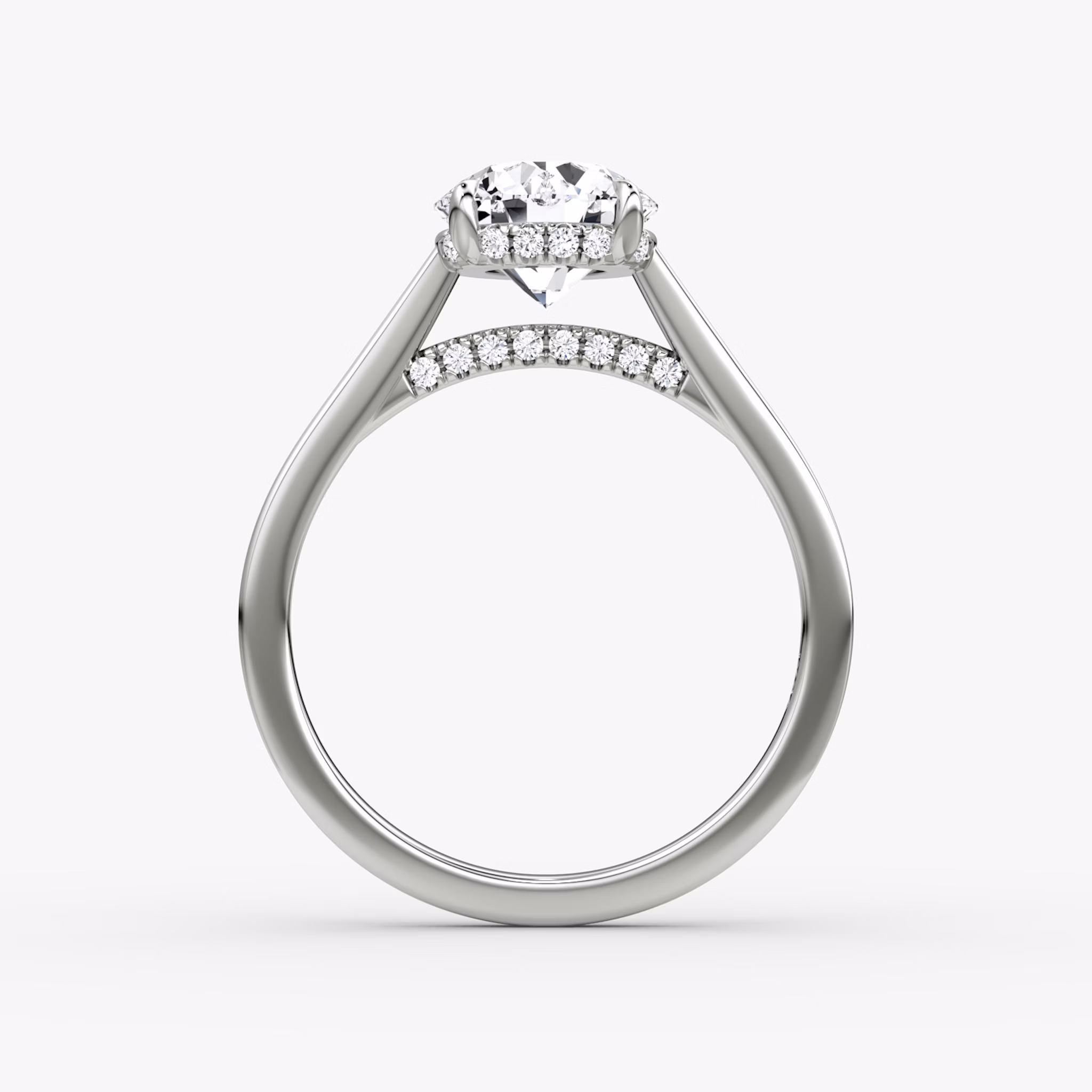 The Pavé Bridge | Round Brilliant | 18k | White Gold | bandAccent: Plain | caratWeight: 1.0ct | diamondOrientation: vertical