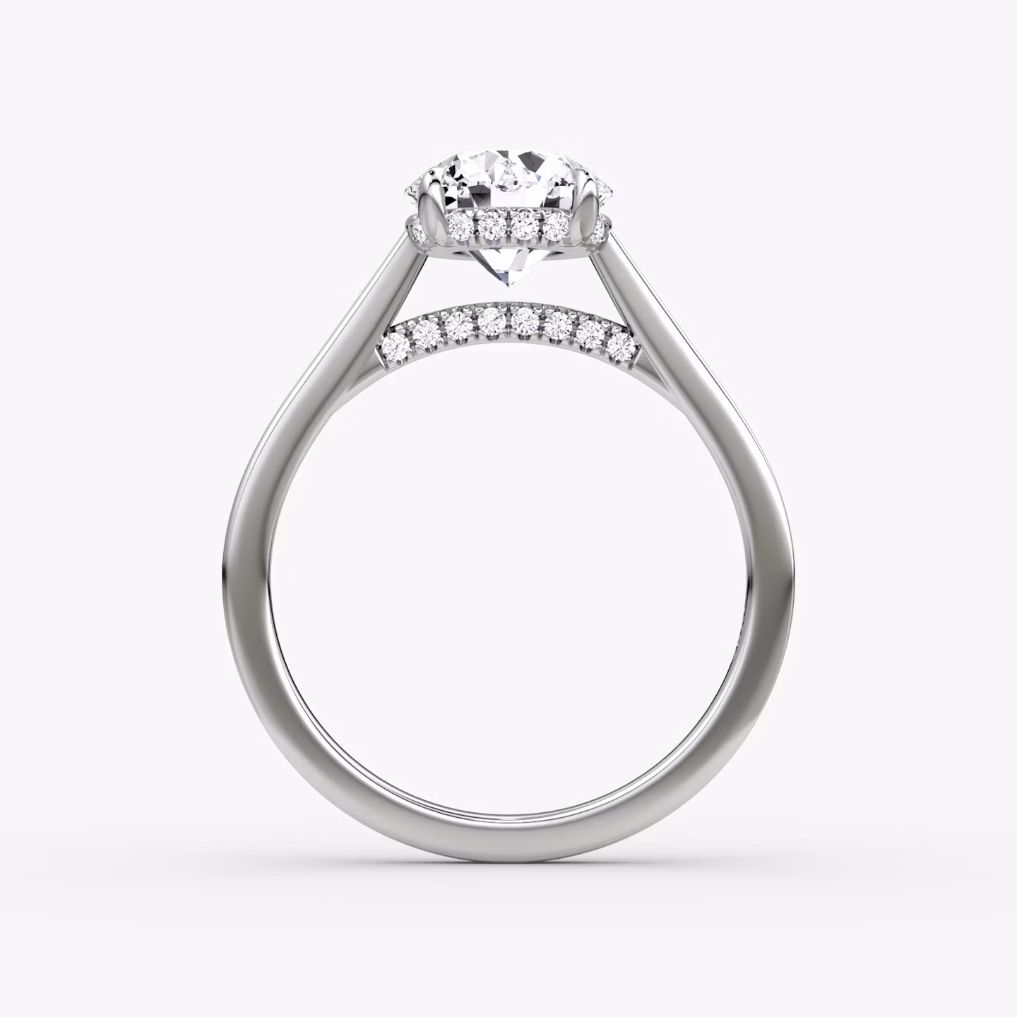 The Pavé Bridge | Round Brilliant | Platinum | bandAccent: Plain | caratWeight: other | diamondOrientation: vertical
