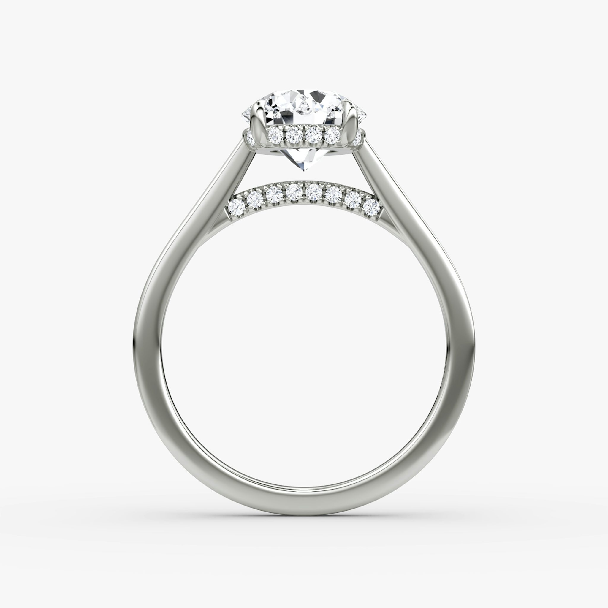 The Pavé Bridge | Round Brilliant | 18k | White Gold | bandAccent: Plain | caratWeight: 1.0ct | diamondOrientation: vertical