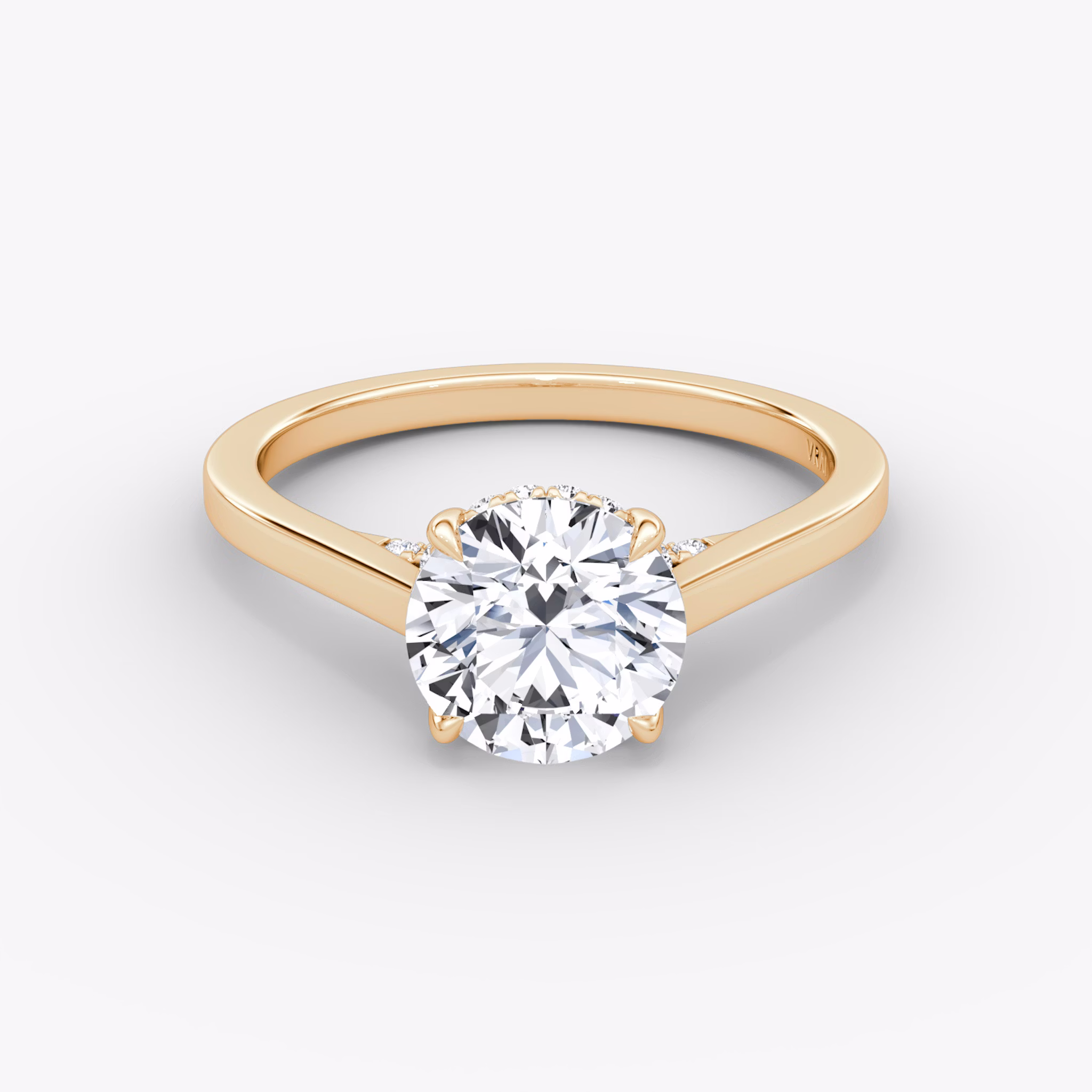 The Pavé Bridge | Round Brilliant | 14k | Rose Gold | bandAccent: Plain | caratWeight: 1.0ct | diamondOrientation: vertical