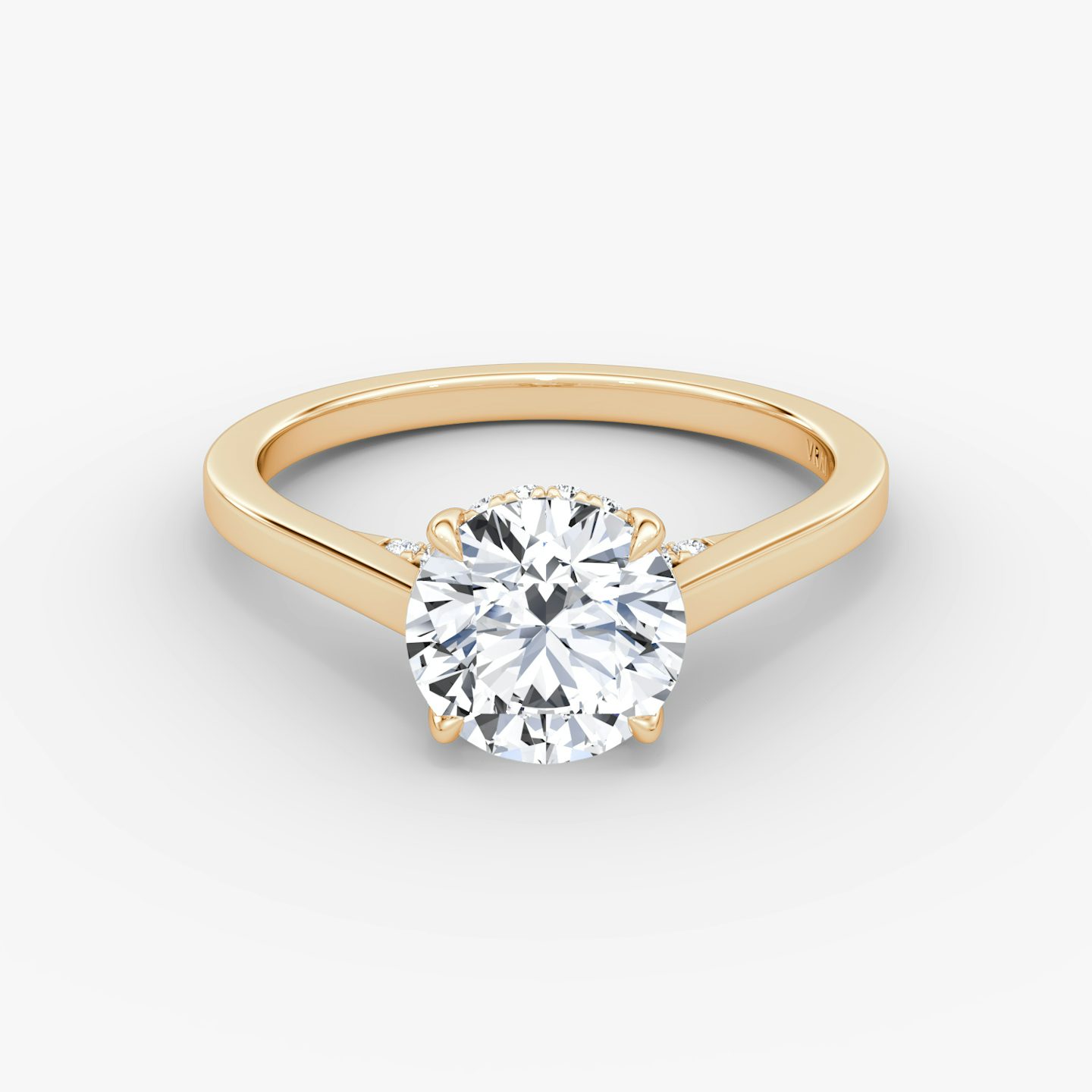 The Pavé Bridge | Round Brilliant | 14k | Rose Gold | bandAccent: Plain | caratWeight: 1.5ct | diamondOrientation: vertical