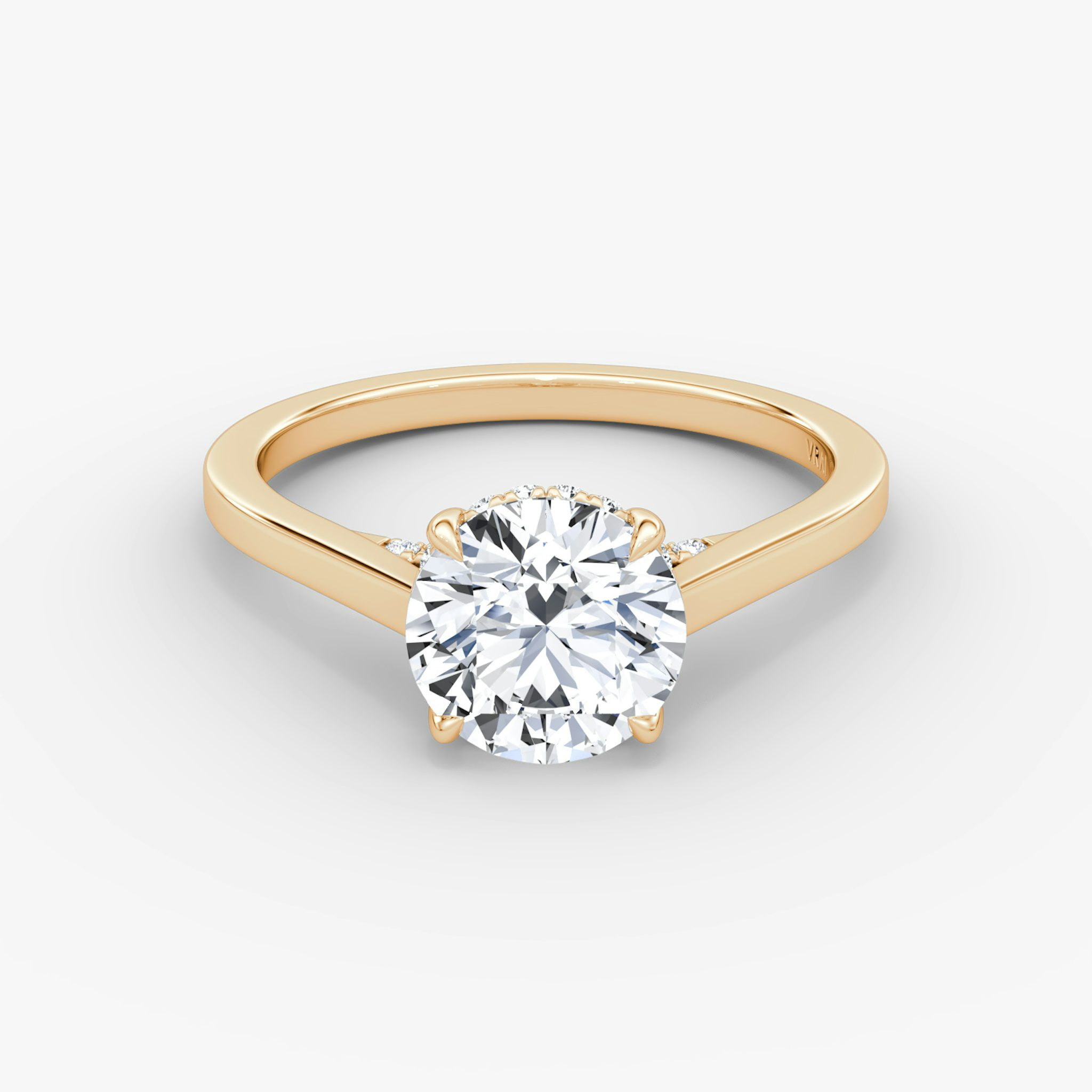 The Pavé Bridge | Round Brilliant | 14k | Rose Gold | bandAccent: Plain | caratWeight: 1.0ct | diamondOrientation: vertical