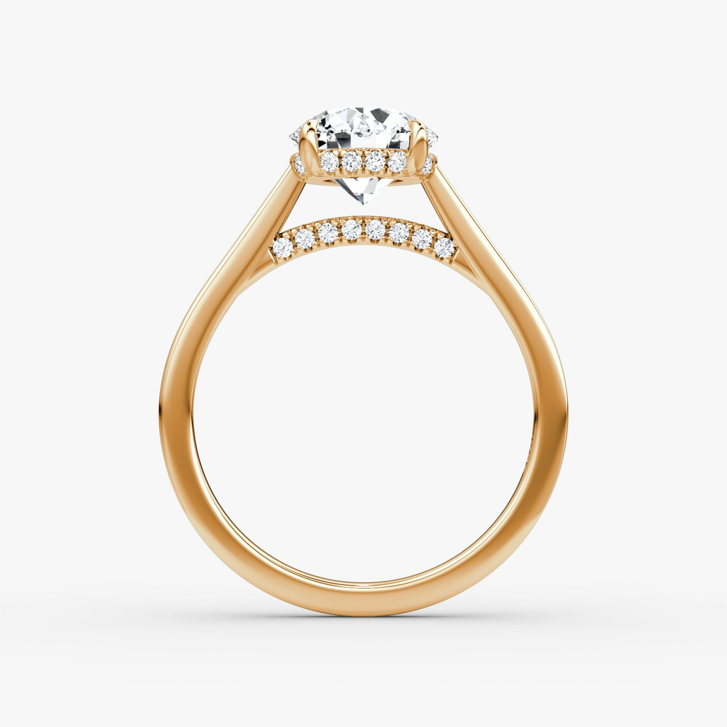 The Pavé Bridge | Round Brilliant | 14k | Rose Gold | bandAccent: Plain | caratWeight: 1.5ct | diamondOrientation: vertical