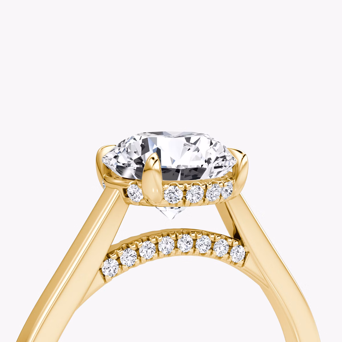The Pavé Bridge | Round Brilliant | 18k | Yellow Gold | bandAccent: Plain | caratWeight: other | diamondOrientation: vertical