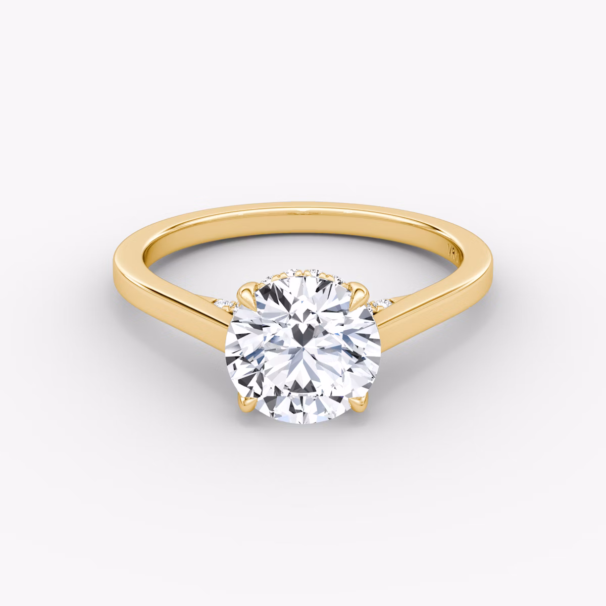 The Pavé Bridge | Round Brilliant | 18k | Yellow Gold | bandAccent: Plain | caratWeight: other | diamondOrientation: vertical