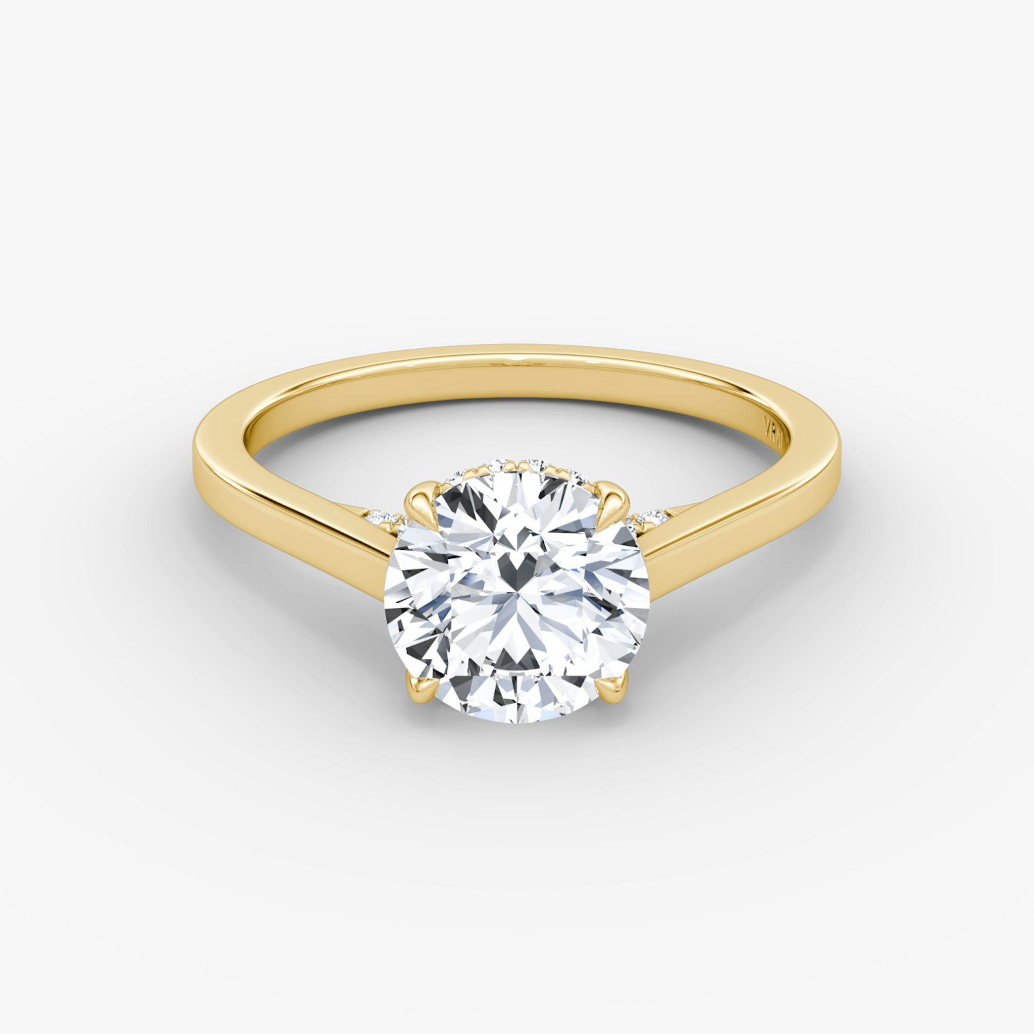 The Pavé Bridge | Round Brilliant | 18k | Yellow Gold | bandAccent: Plain | caratWeight: 1.0ct | diamondOrientation: vertical