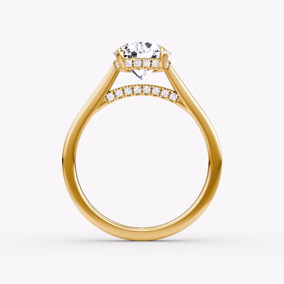 The Pavé Bridge | Round Brilliant | 18k | Yellow Gold | bandAccent: Plain | caratWeight: other | diamondOrientation: vertical