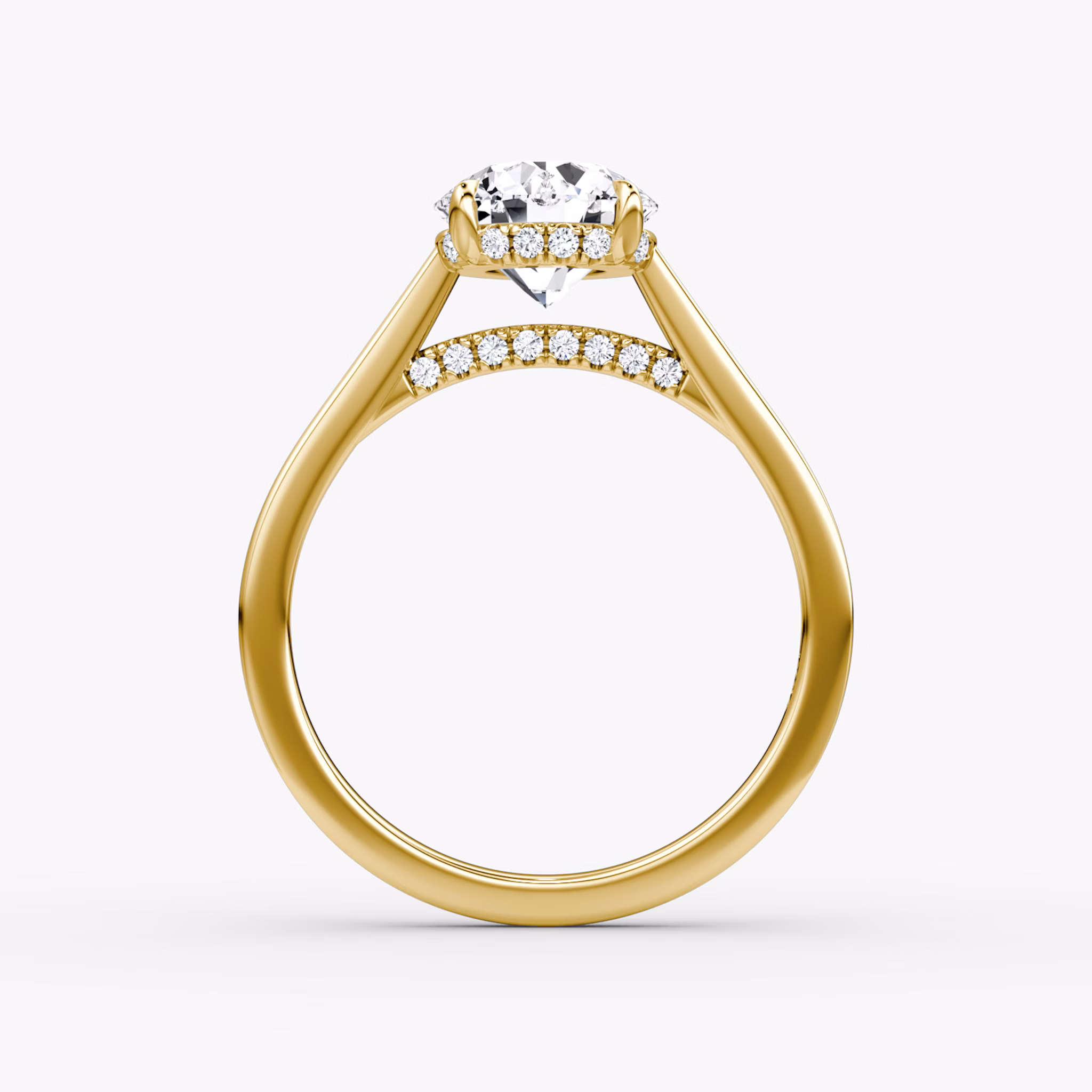 The Pavé Bridge | Round Brilliant | 18k | Yellow Gold | bandAccent: Plain | caratWeight: 1.0ct | diamondOrientation: vertical
