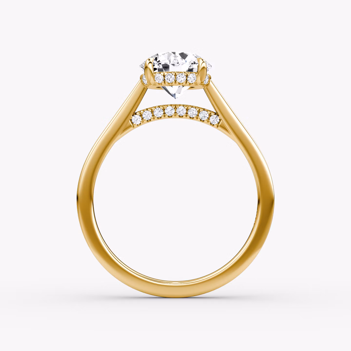 The Pavé Bridge | Round Brilliant | 18k | Yellow Gold | bandAccent: Plain | caratWeight: 1.0ct | diamondOrientation: vertical