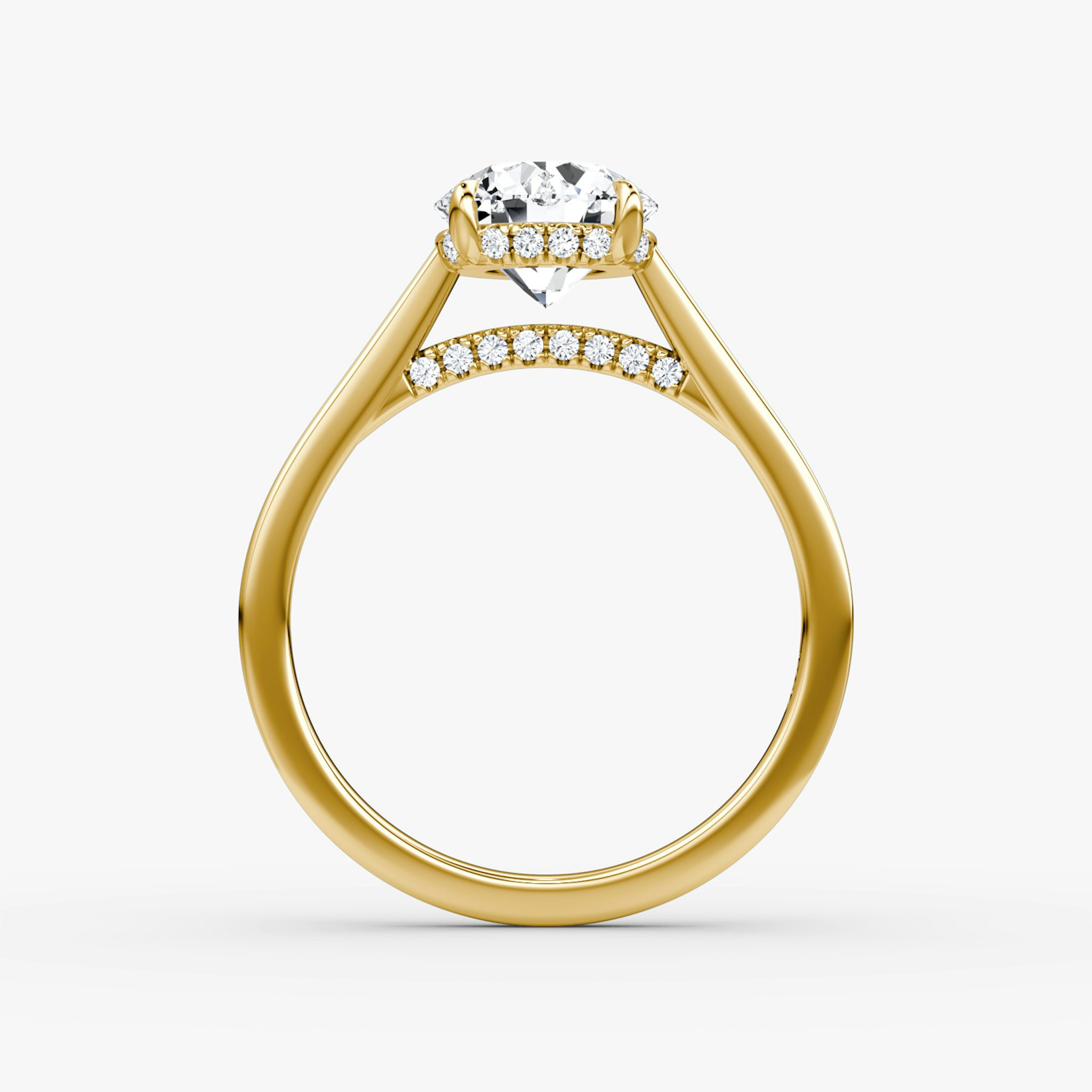 The Pavé Bridge | Round Brilliant | 18k | Yellow Gold | bandAccent: Plain | caratWeight: 1.0ct | diamondOrientation: vertical