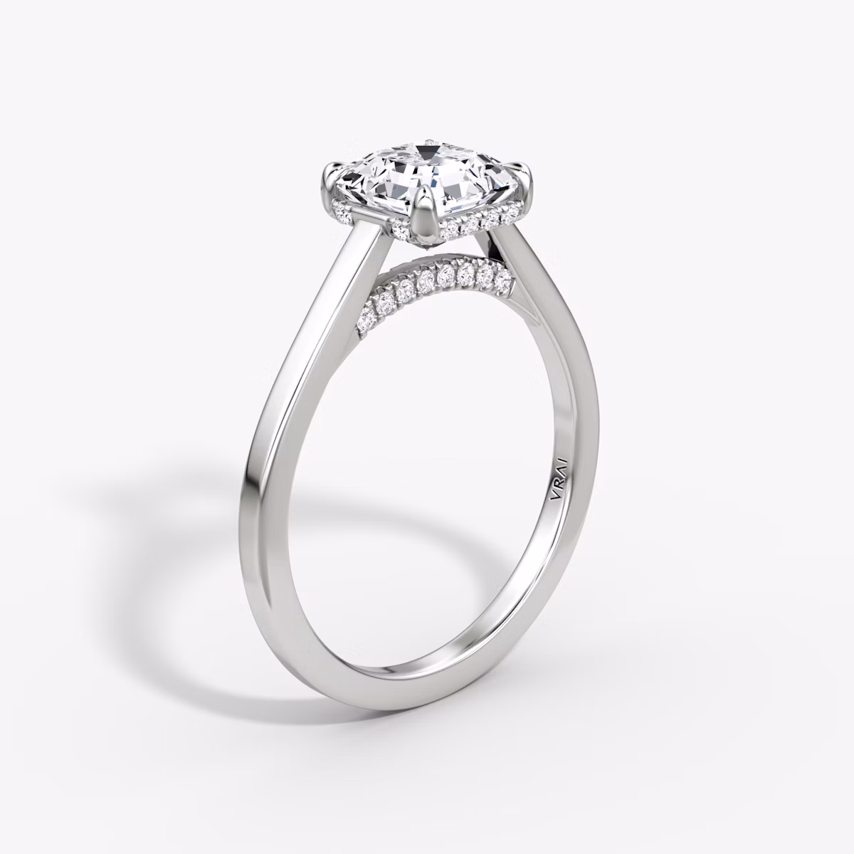 The Pavé Bridge | Asscher | 18k | White Gold | bandAccent: Plain | diamondOrientation: vertical | caratWeight: other