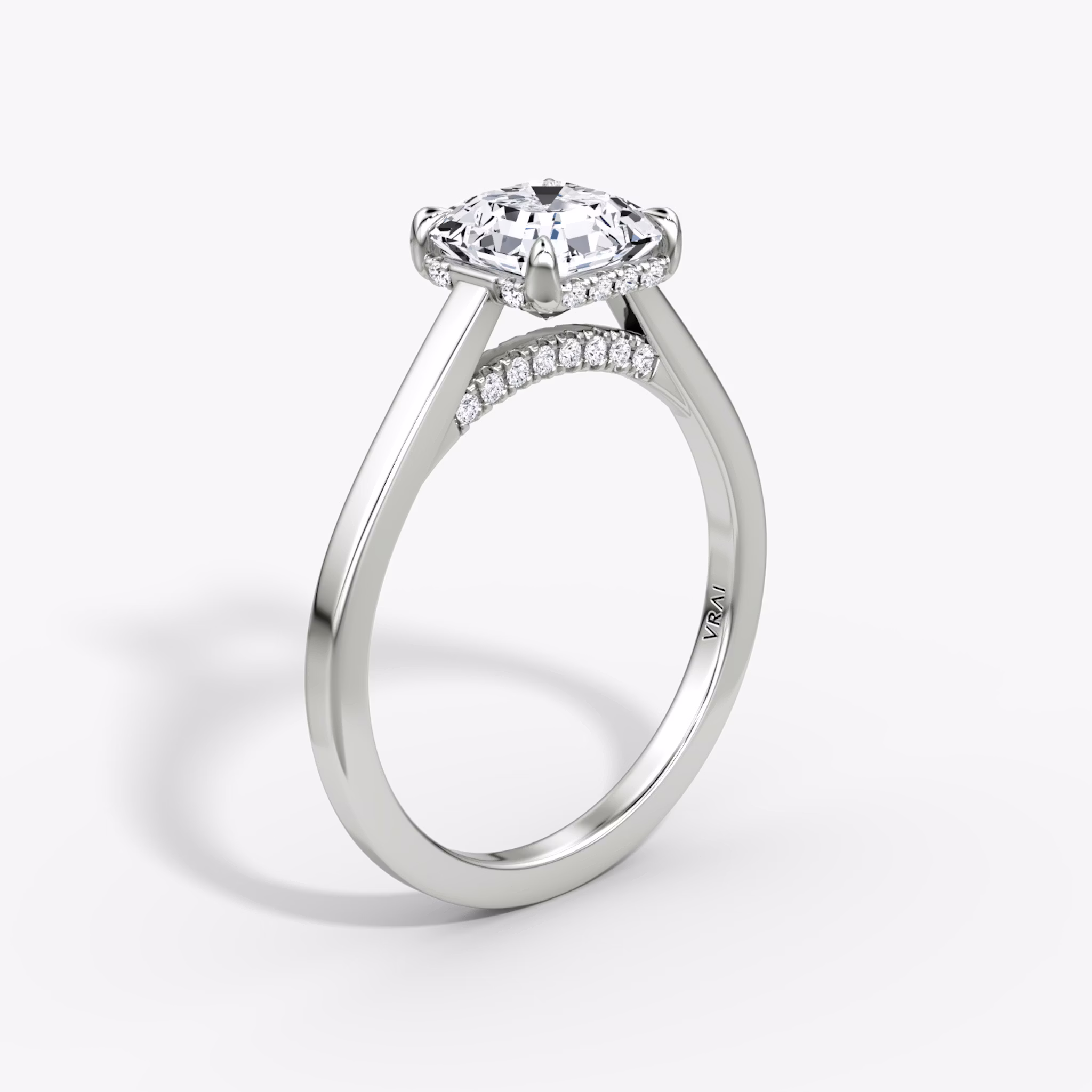 The Pavé Bridge | Asscher | Platinum | bandAccent: Plain | diamondOrientation: vertical | caratWeight: other