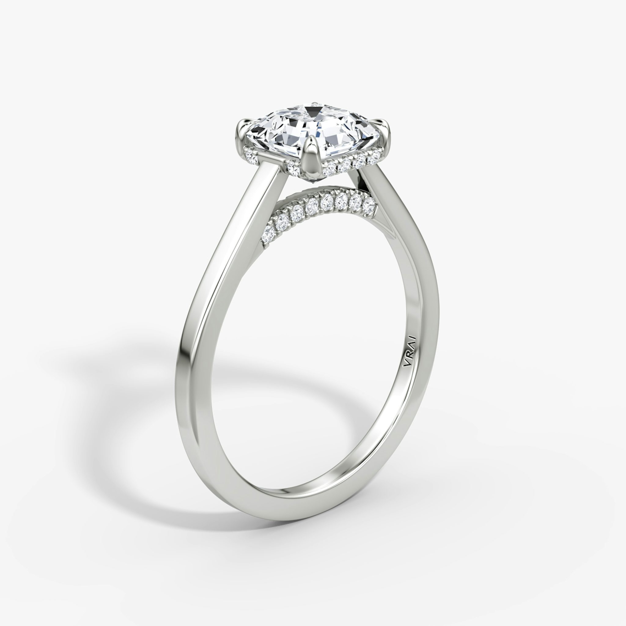 The Pavé Bridge | Asscher | Platinum | bandAccent: Plain | diamondOrientation: vertical | caratWeight: other