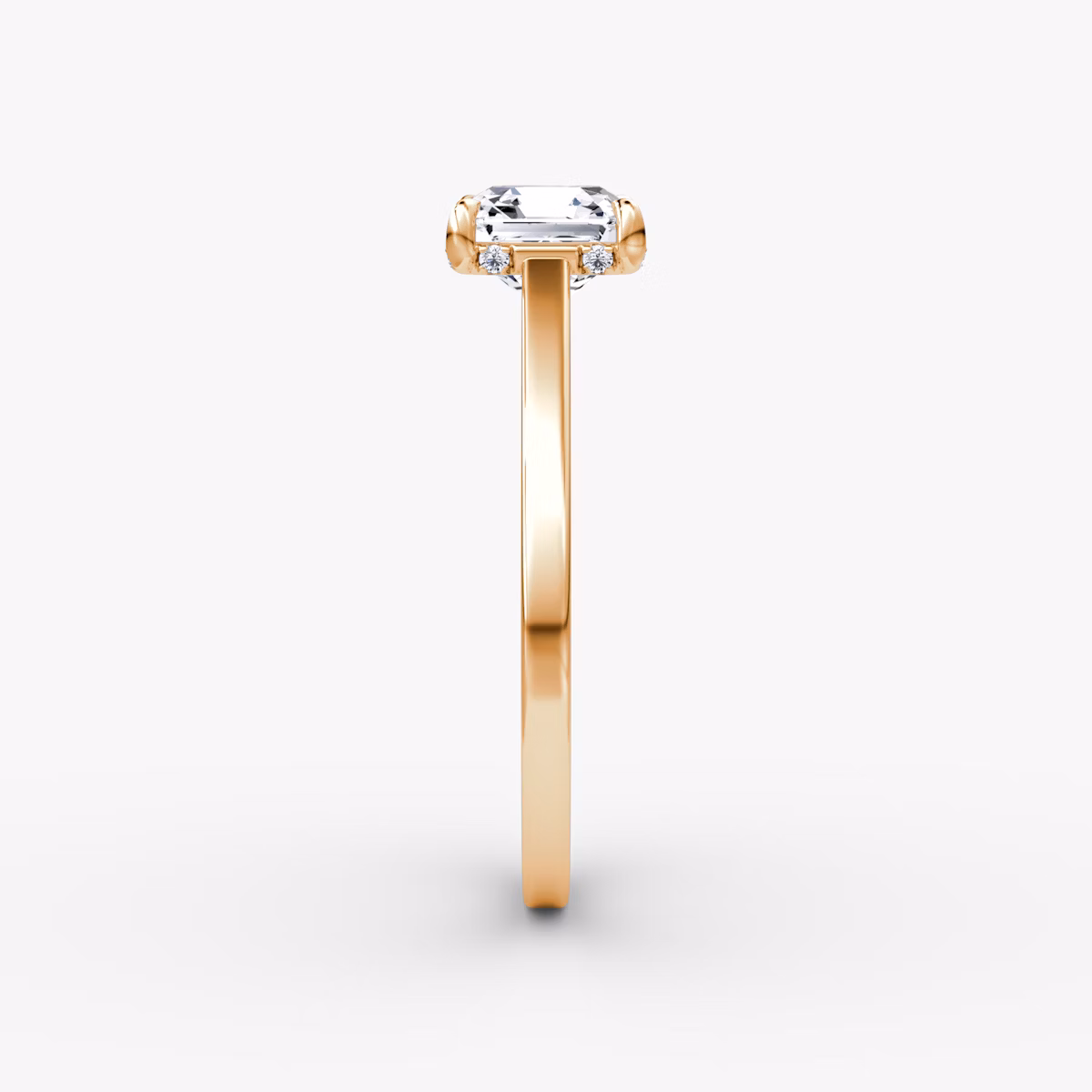 The Pavé Bridge | Asscher | 14k | Rose Gold | bandAccent: Plain | diamondOrientation: vertical | caratWeight: other