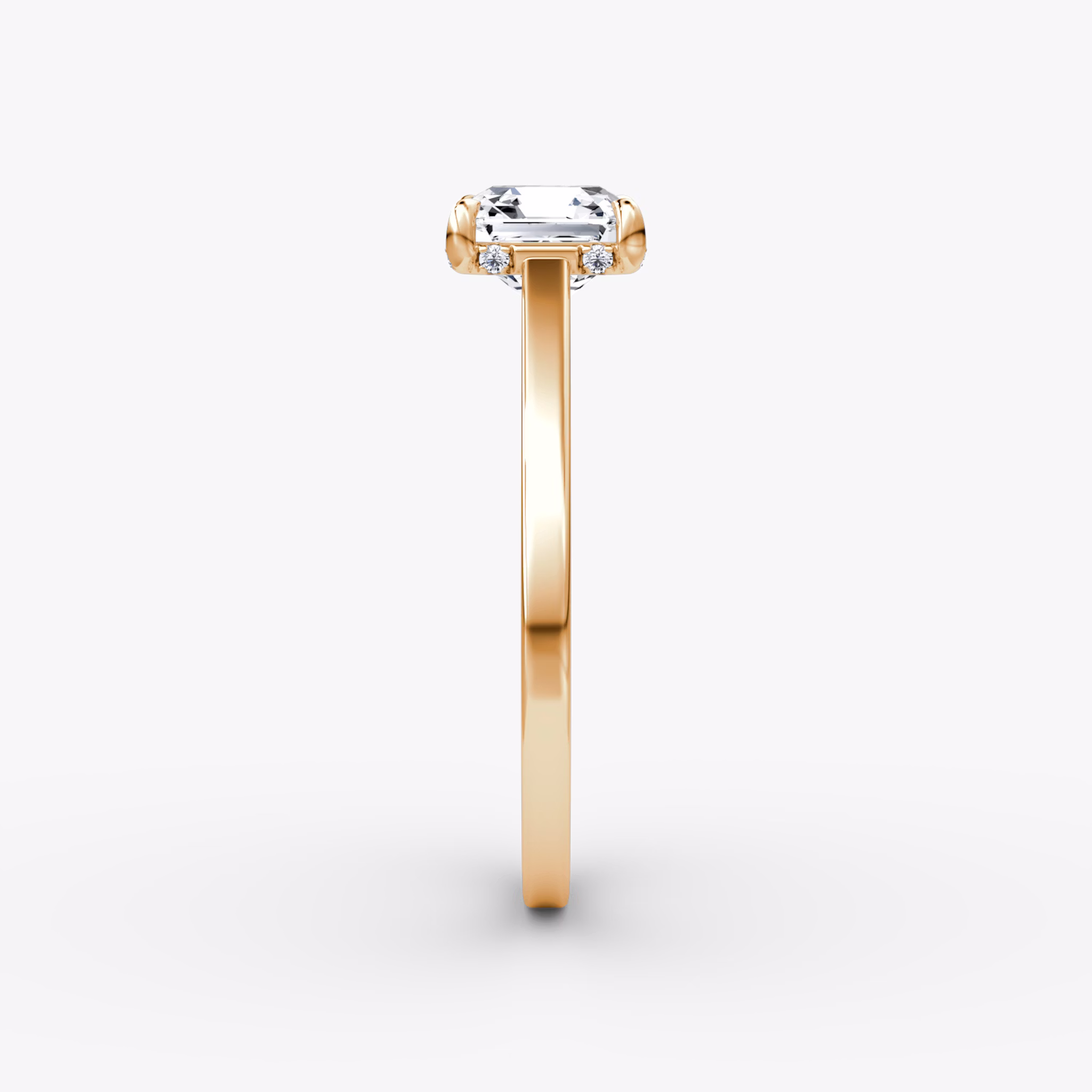 The Pavé Bridge | Asscher | 14k | Rose Gold | bandAccent: Plain | diamondOrientation: vertical | caratWeight: other