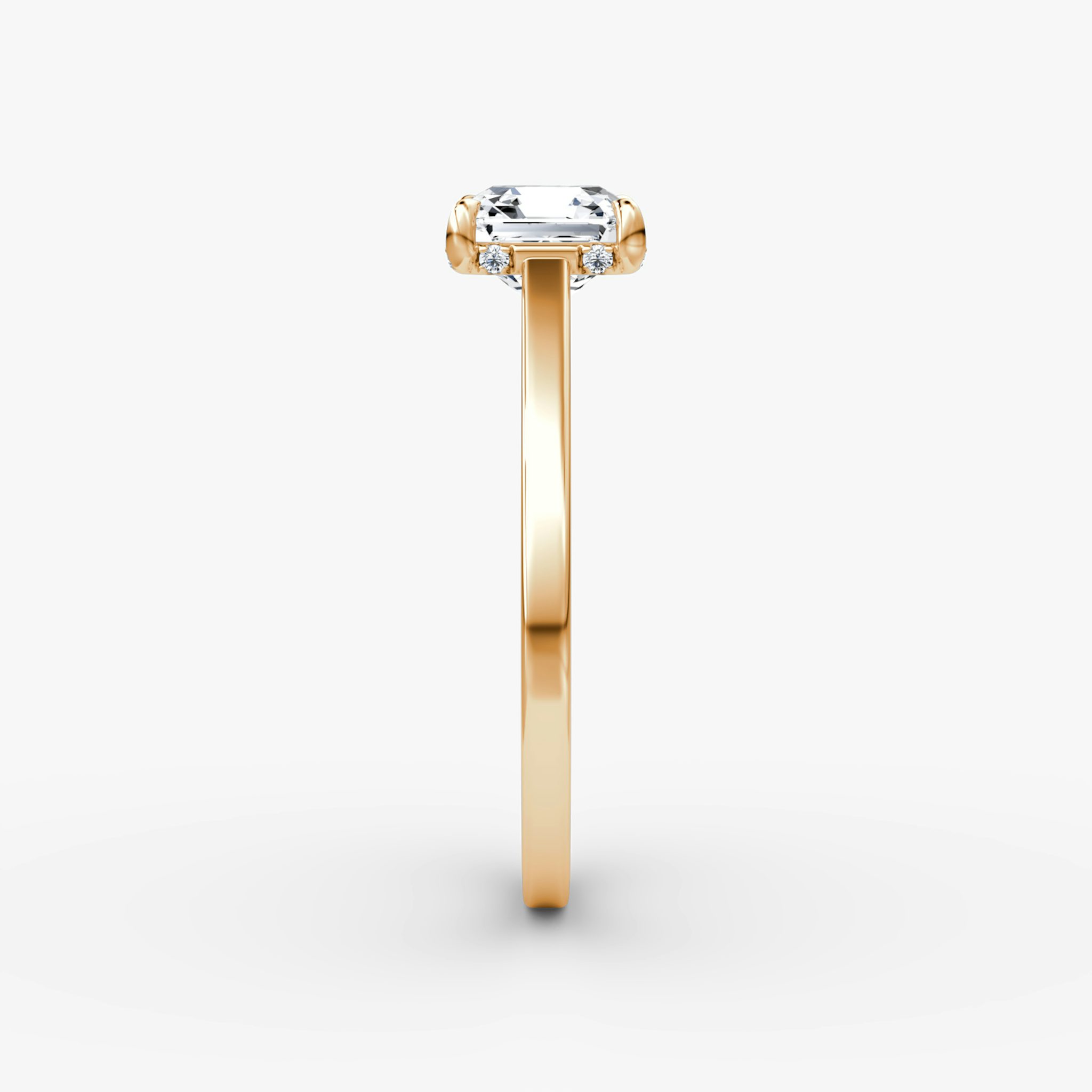 The Pavé Bridge | Asscher | 14k | Rose Gold | bandAccent: Plain | diamondOrientation: vertical | caratWeight: other