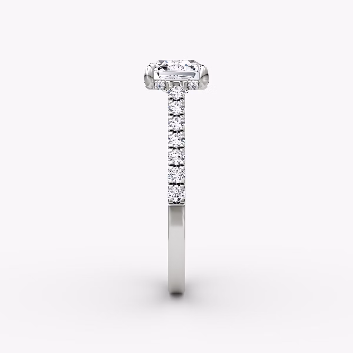 The Pavé Bridge | Asscher | 18k | White Gold | bandAccent: Pavé | diamondOrientation: vertical | caratWeight: other